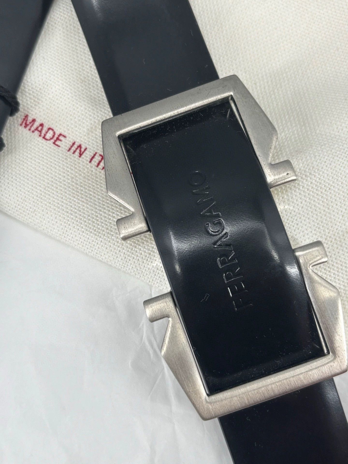 Vintage Ferragamo Men's Black Leather Belt Sale Size ONE SIZE - 2 Thumbnail