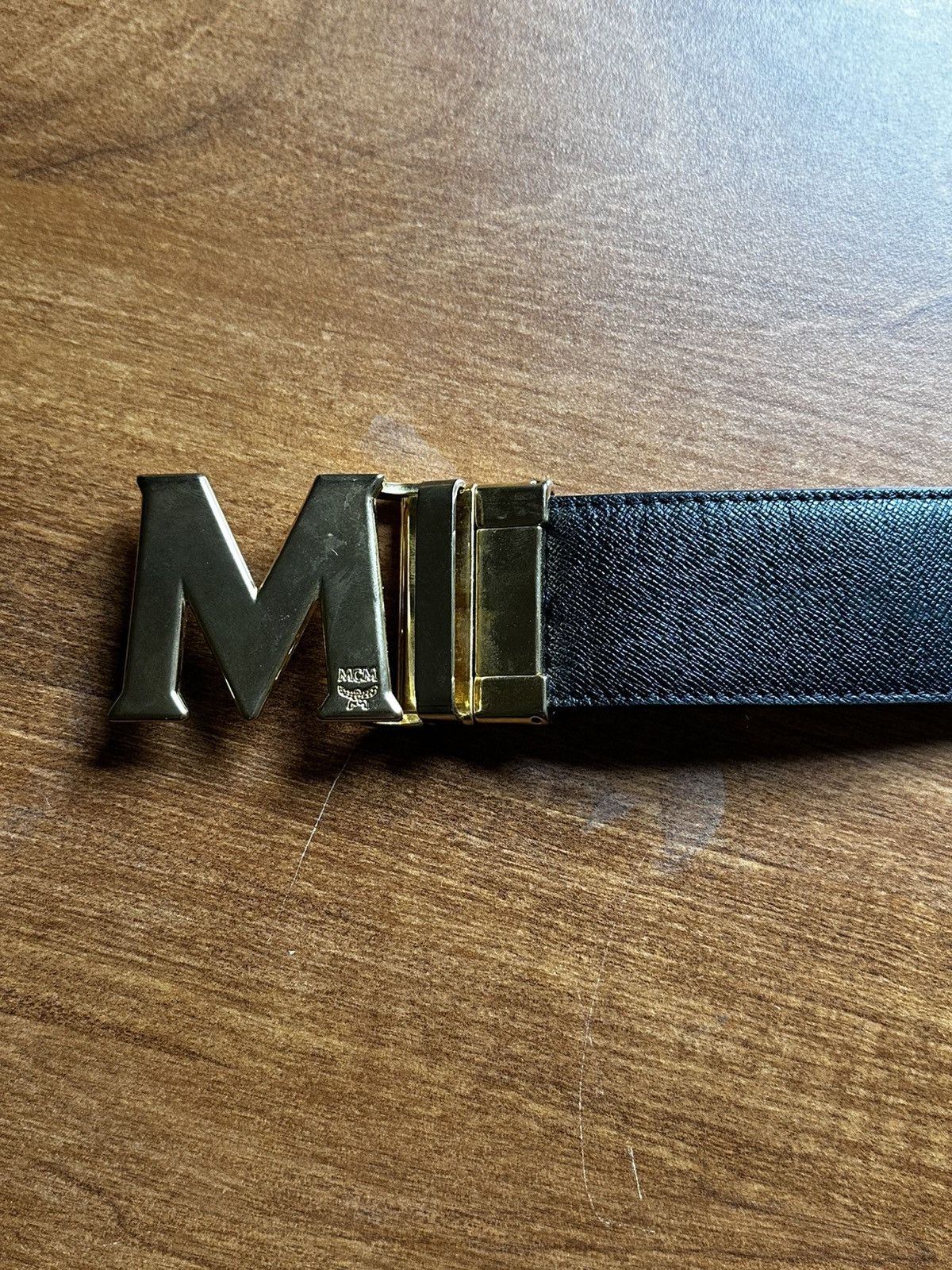 MCM Black/White MCM Reverse-able Gold Buckle Size 38 - 2 Thumbnail