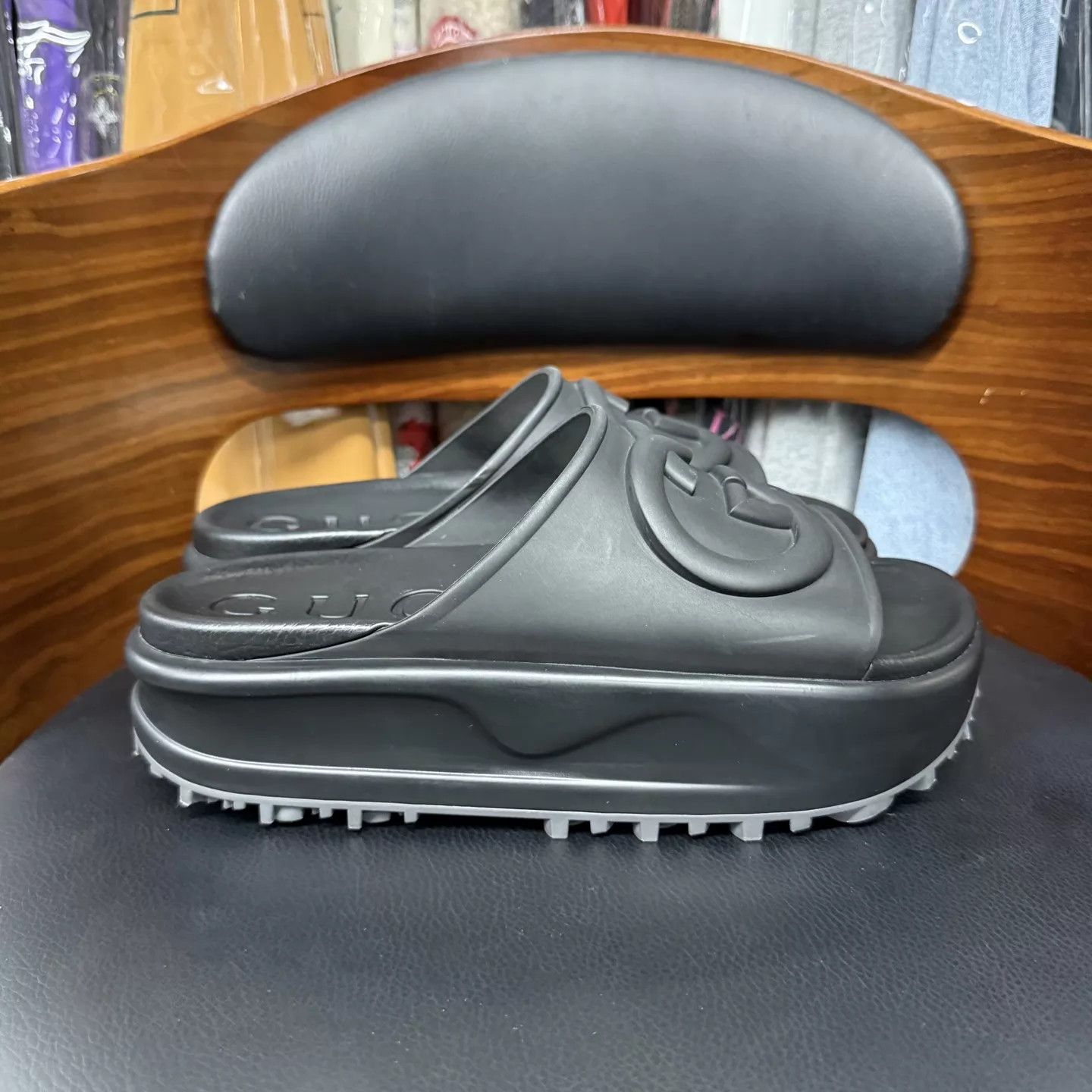 Gucci GUCCI Interlocking Black Platform Slipper 37 New Worn Once Size US 6.5 / IT 36.5 - 4 Thumbnail