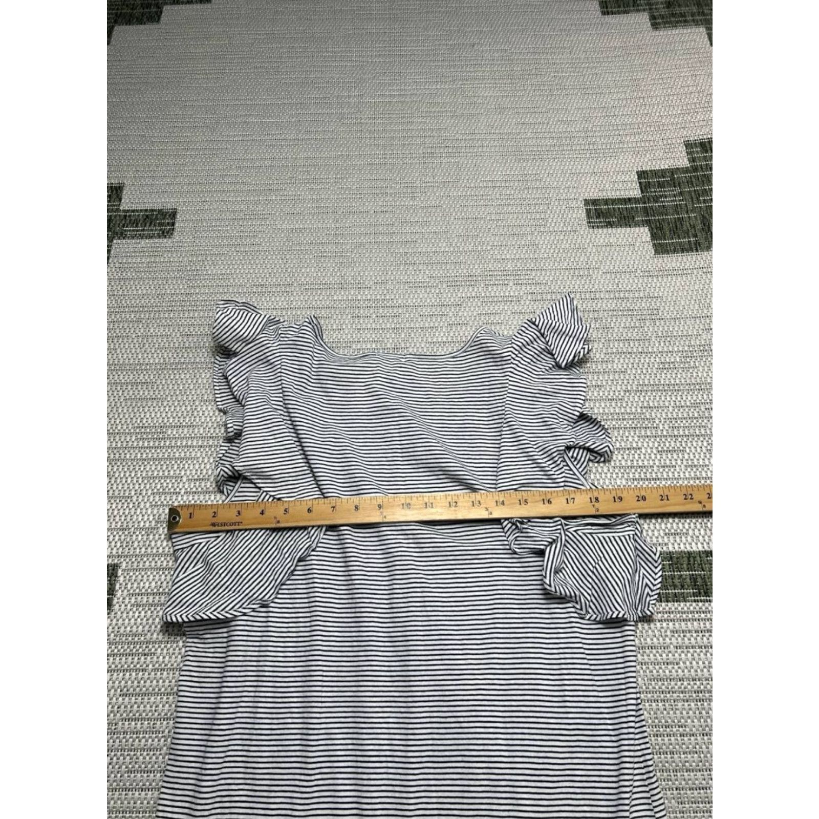 J.Crew J.CREW Dress Womens L Blue Cotton Sleeveless Sundress A-Line Casual Summer Short White Stripe Pattern Ruffle Vintage No Size L / US 10 / IT 46 - 6 Thumbnail