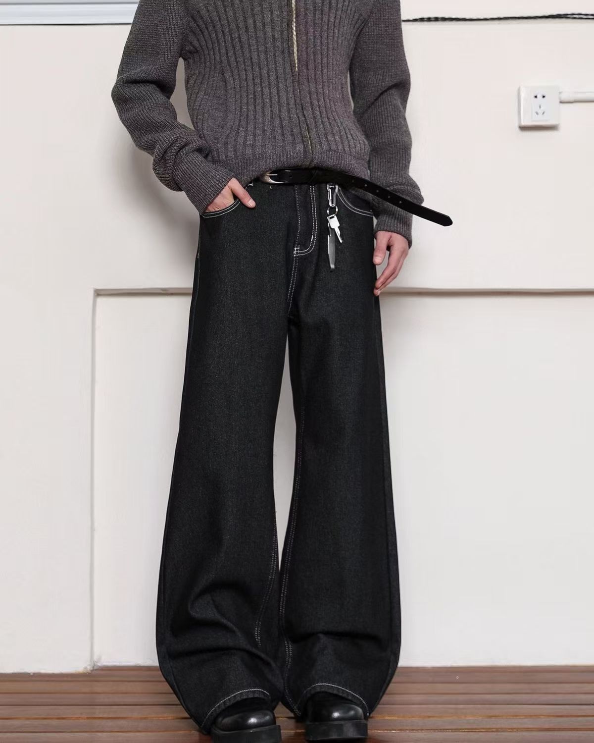 Jean Black men's loose straight cargo jeans y2k Size US 32 / EU 48 - 3 Thumbnail