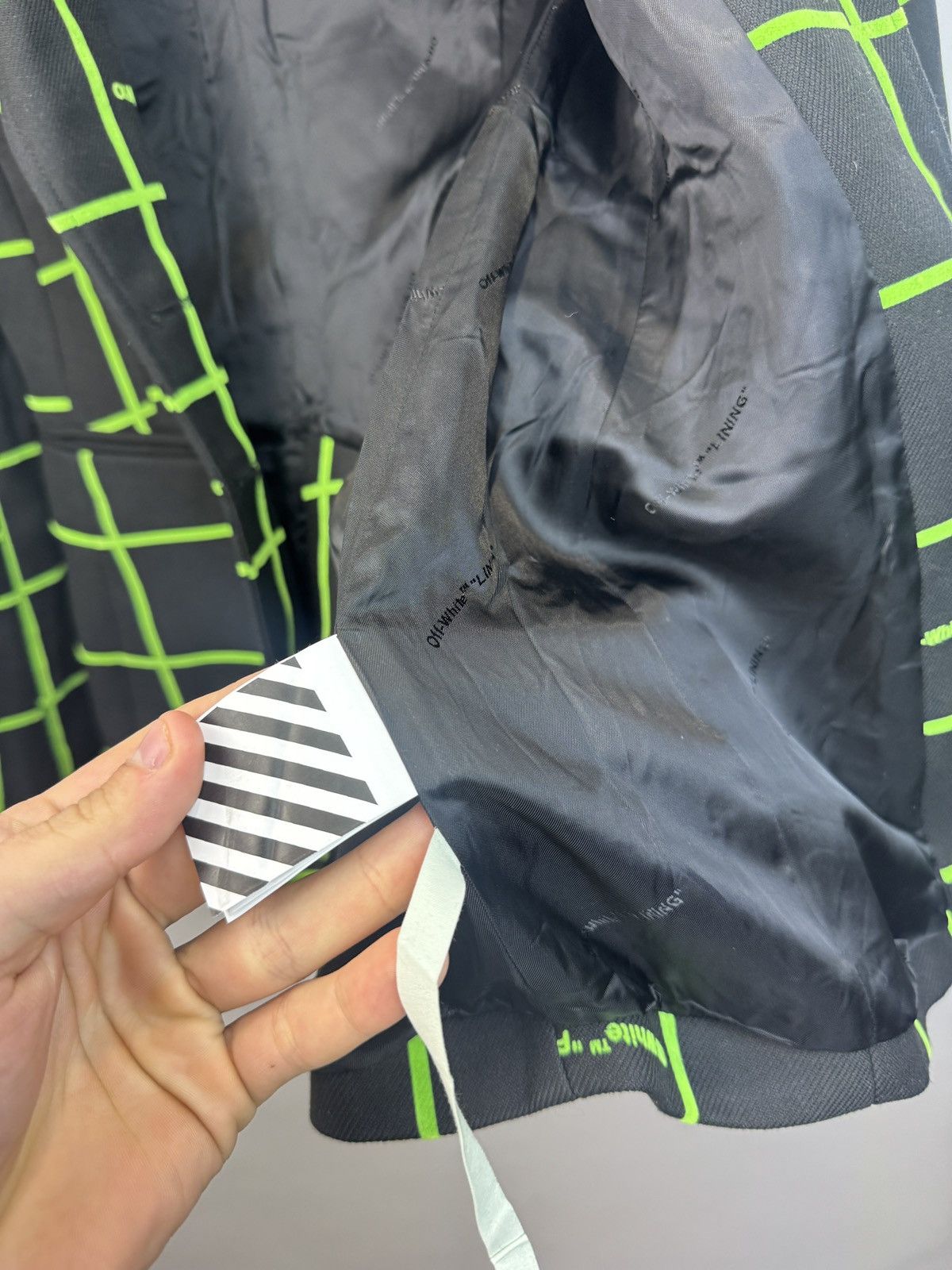 Off-White Off-White c/o Virgil Abloh "Flock"Neon Checked Fitted Jacket Size M / US 6-8 / IT 42-44 - 8 Thumbnail