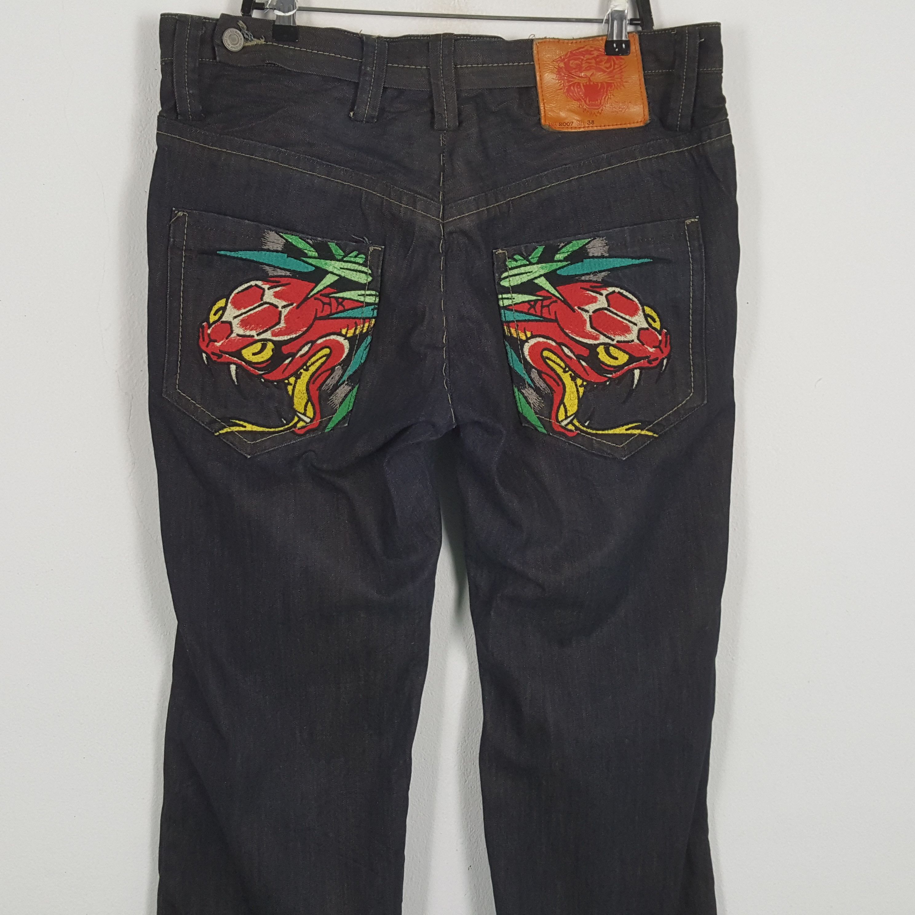 Christian Audigier × Ed Hardy × Vintage ED HARDY Fashion Designer Brand Snake Design Jeans Size US 38 / EU 54 - 2 Thumbnail