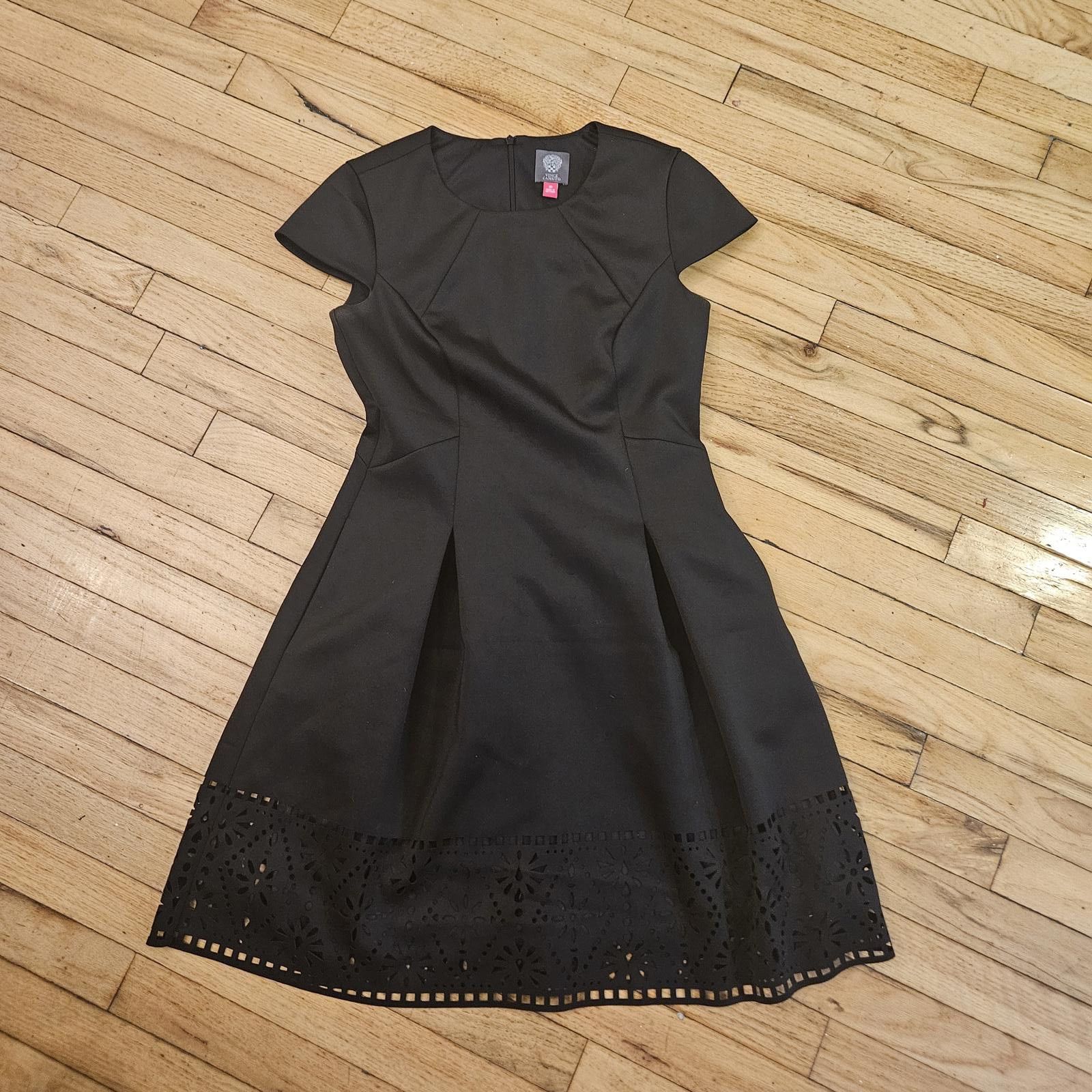 Designer Vince Camuto Black Fit & Flare Dress with Eyelet Hem Size 10 Size L / US 10 / IT 46 - 1 Thumbnail