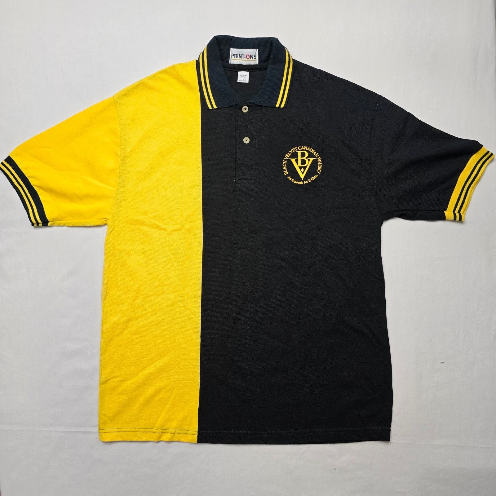 Vintage Vintage Velvet Canadian Whisky Black & Yellow L Alcohol Polo Size US L / EU 52-54 / 3 - 1 Thumbnail