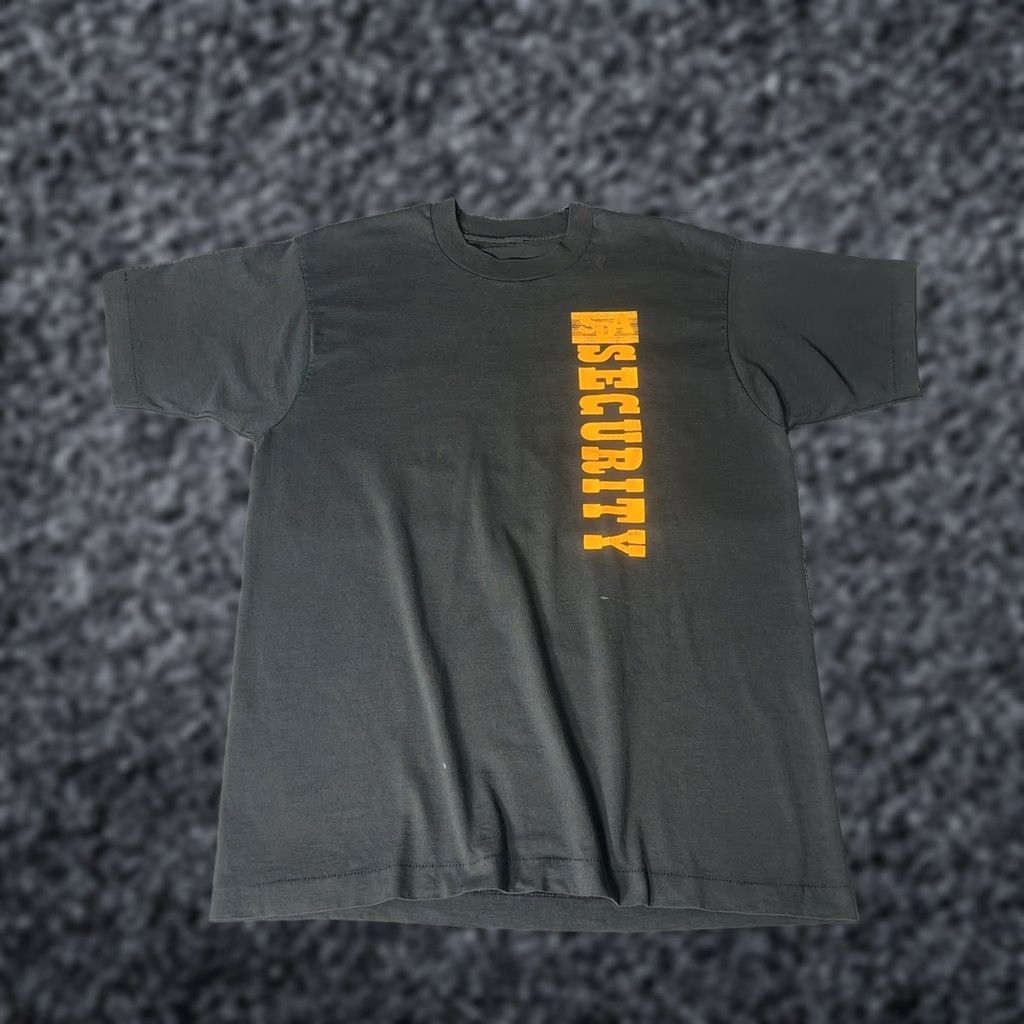 Vintage VINTAGE Security Graphic T Shirt Mens XL Black Neon Green Orange Single Stitch Size US XL / EU 56 / 4 - 1 Thumbnail