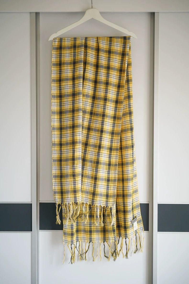 Yohji Yamamoto Yohji Yamamoto 13ss yellow check fringe scarf 2501-Nextarro Size ONE SIZE - 1 Thumbnail