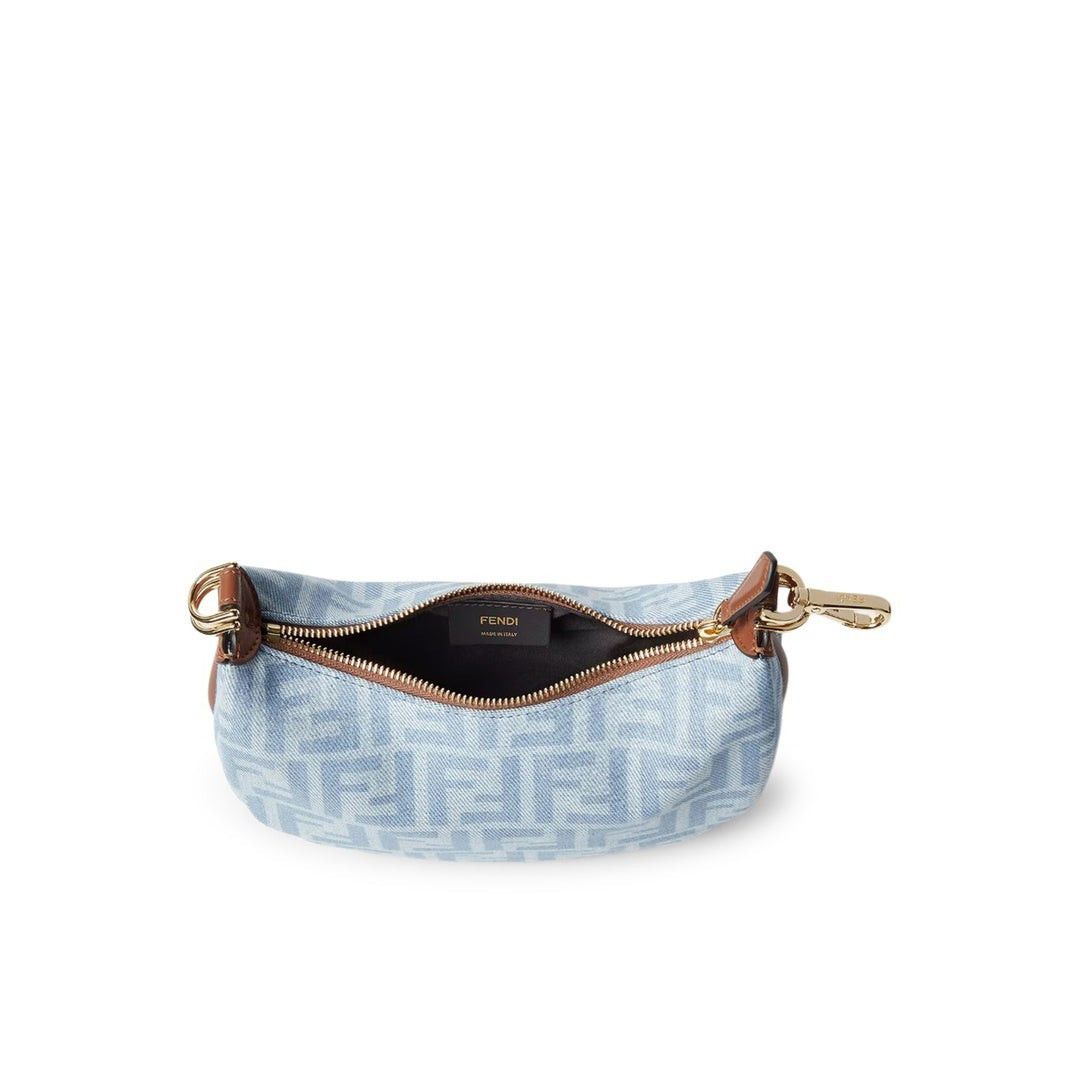 Fendi FENDI Fendigraphy Mini $2350 Light Blue FF Denim Top Handle Size ONE SIZE - 3 Thumbnail