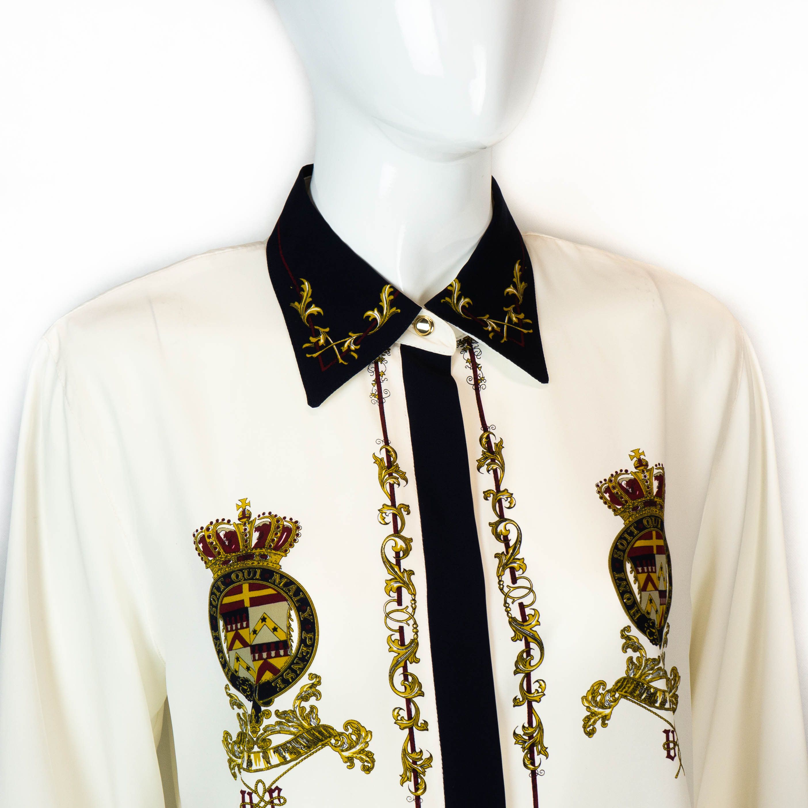 Burberry BURBERRY Women Shirt Honi soit qui mal y pense Beige Vintage Size S / US 4 / IT 40 - 4 Thumbnail