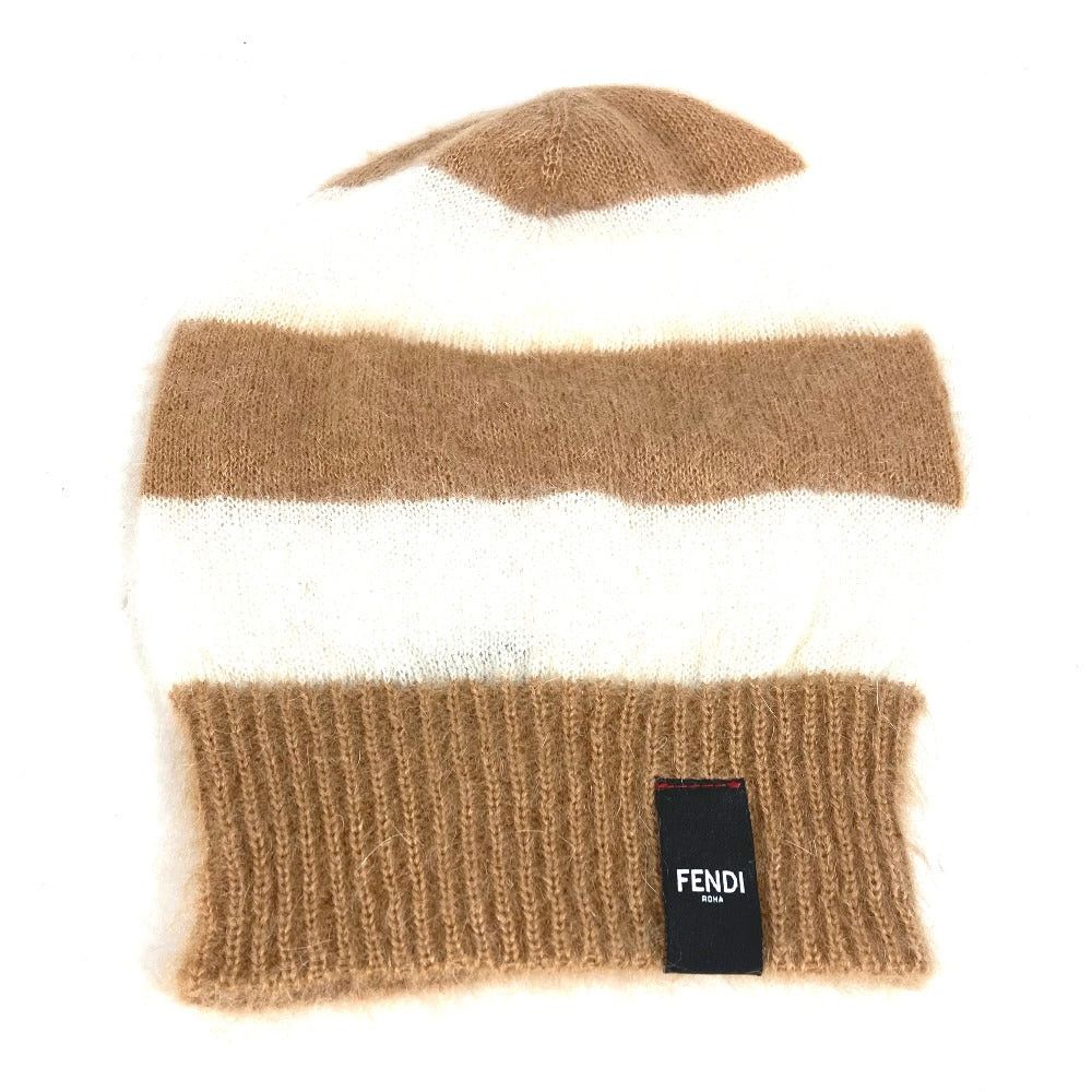 Fendi Fendi Fxq107 Border Beanie Chapeau Knitted Hat Knit Cap Men Brown Size ONE SIZE - 1 Thumbnail