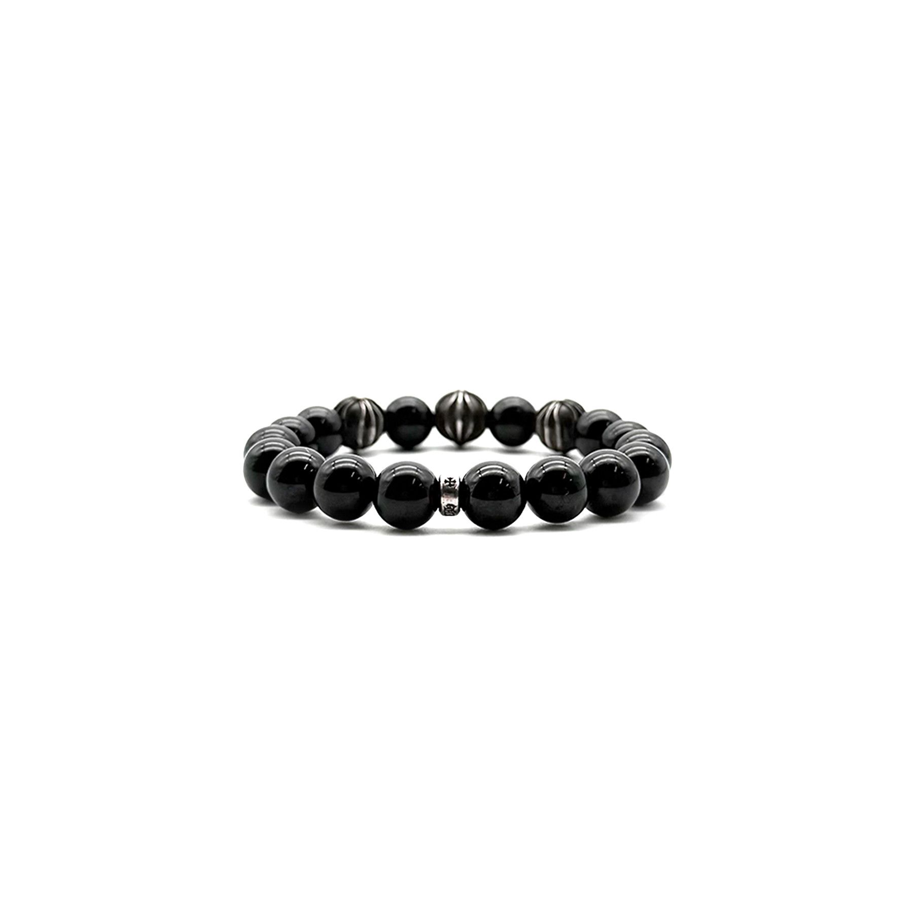 Chrome Hearts Chrome Hearts 10mm Black Obsidian 4 Silver Beaded Bracelet Size ONE SIZE - 3 Thumbnail