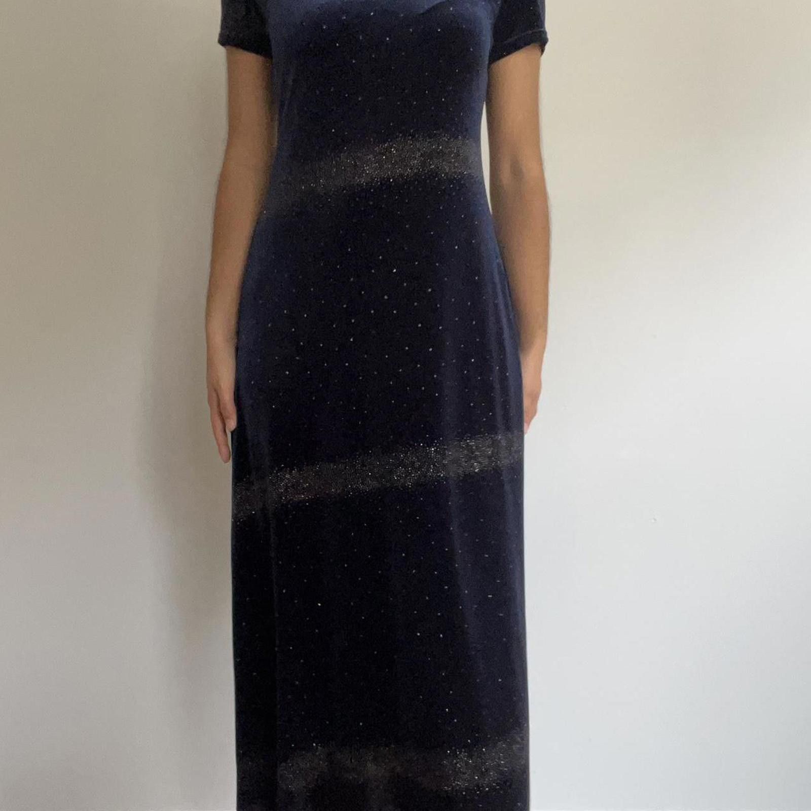 Other Navy blue velvet midi dress with sparkly stripes #glamour Size S / US 4 / IT 40 - 2 Thumbnail