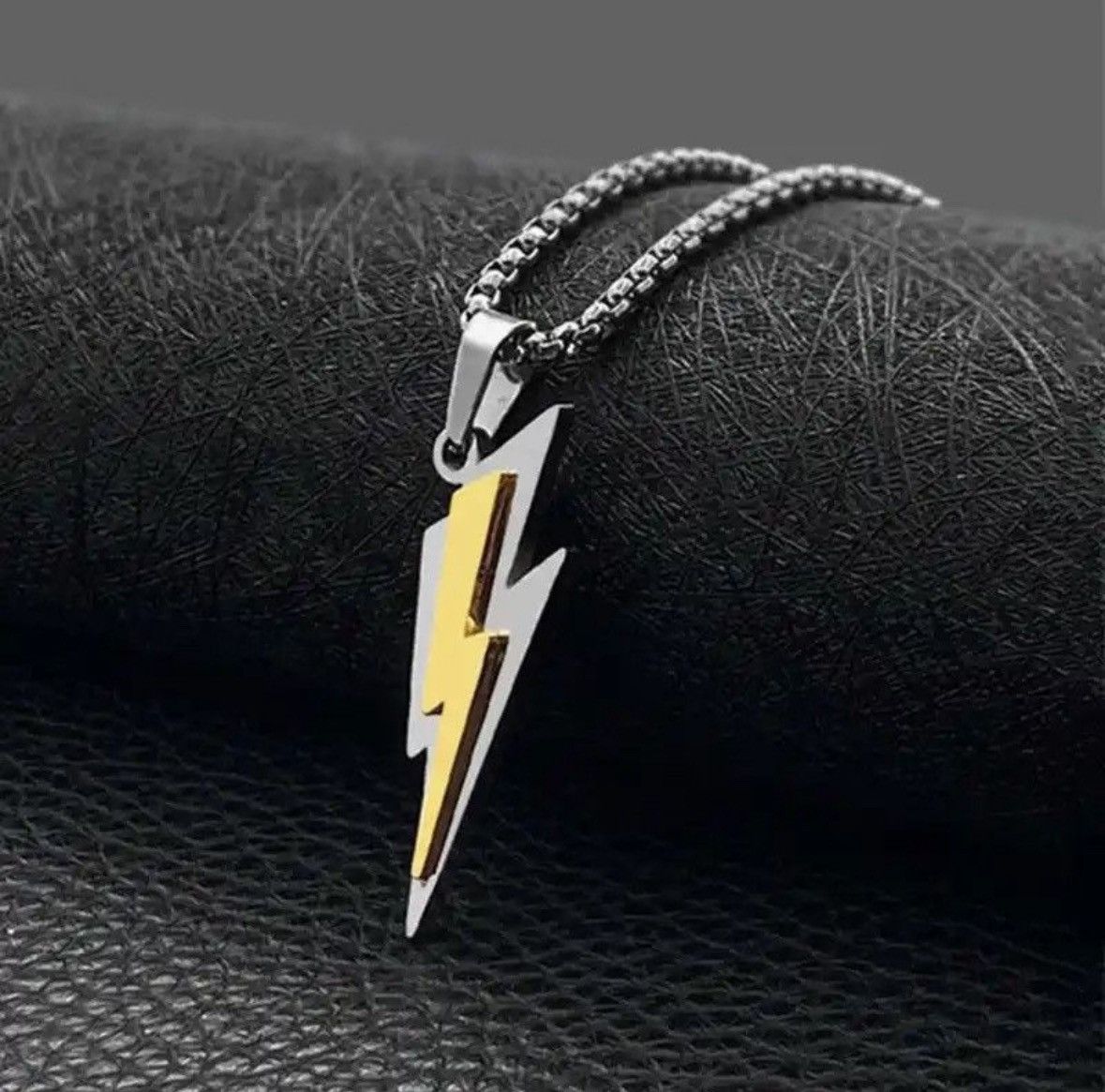 Jewelry Stainless Steel Double Layer Lightning Pendant Necklace Size ONE SIZE - 1 Thumbnail