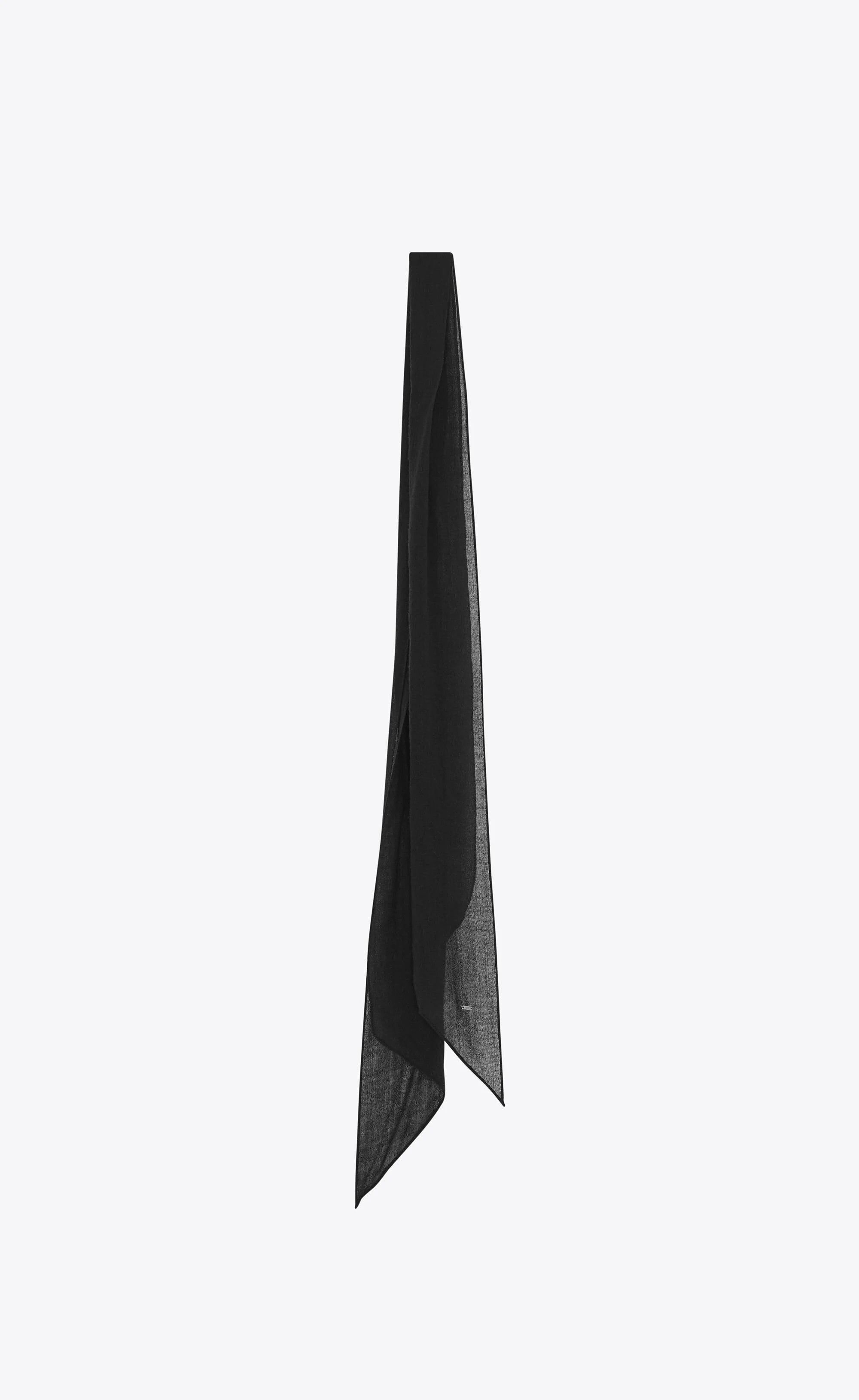 Saint Laurent Paris o1s1wg110724 Size: OS / Neck Tie in Wool Challis in Black Size ONE SIZE - 2 Thumbnail