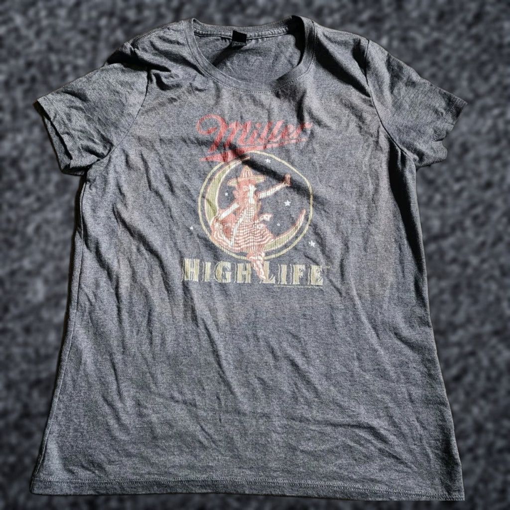 Vintage Womens S Miller High Life Beer Girl In The Moon Retro Logo T Shirt Size S / US 4 / IT 40 - 1 Thumbnail