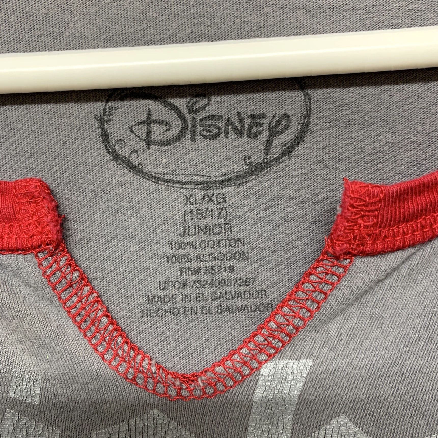 Disney Disney T-Shirt Juniors XL Mickey Mouse Gray Red Yellow Silver Cap Sleeve Short Sleeve Button Pullover Jersey Cotton 100% Regular Size XL / US 12-14 / IT 48-50 - 2 Thumbnail