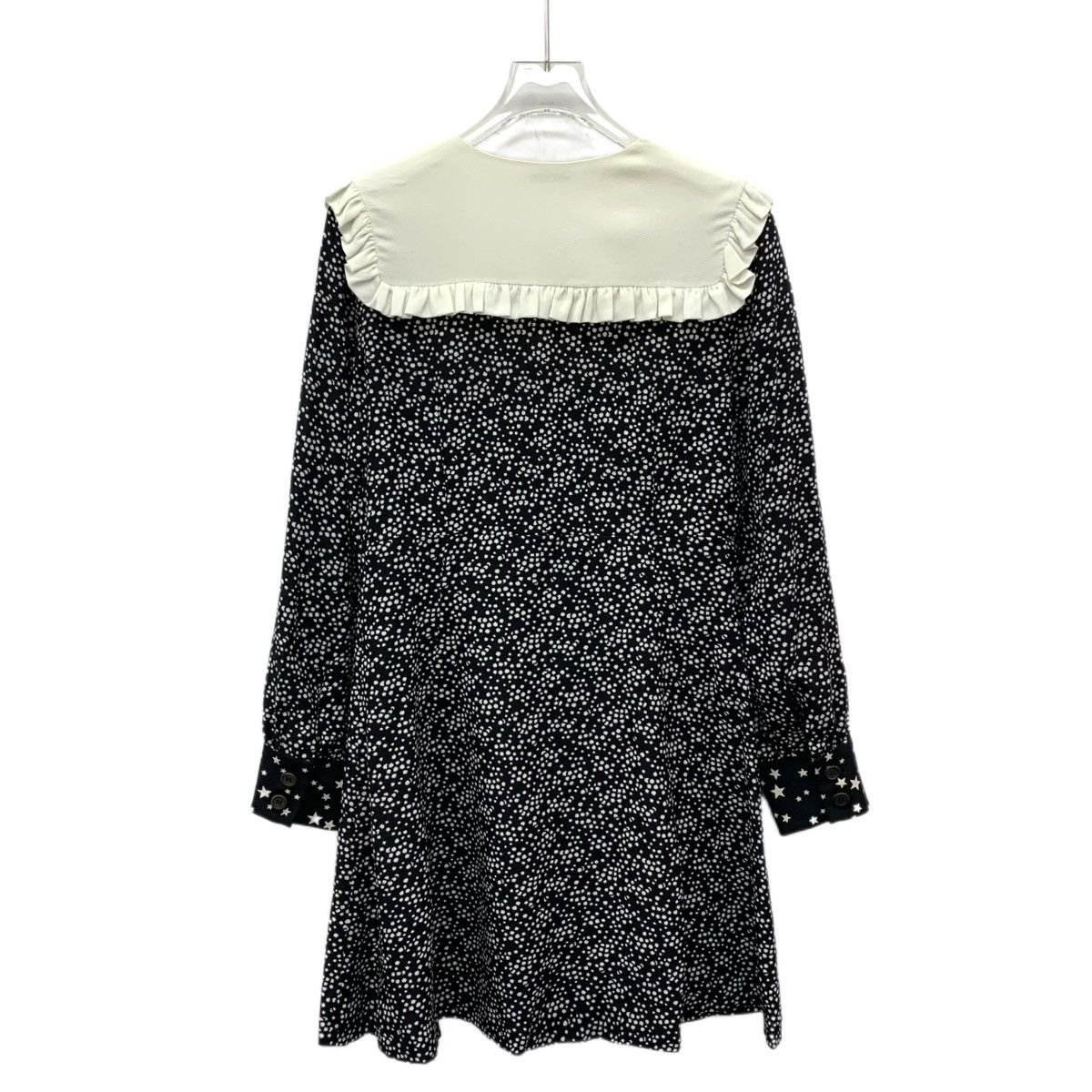 Miu Miu Miu Miu Black All-over Star Print Silk V-neck Dress K26WX Size M / US 6-8 / IT 42-44 - 2 Thumbnail