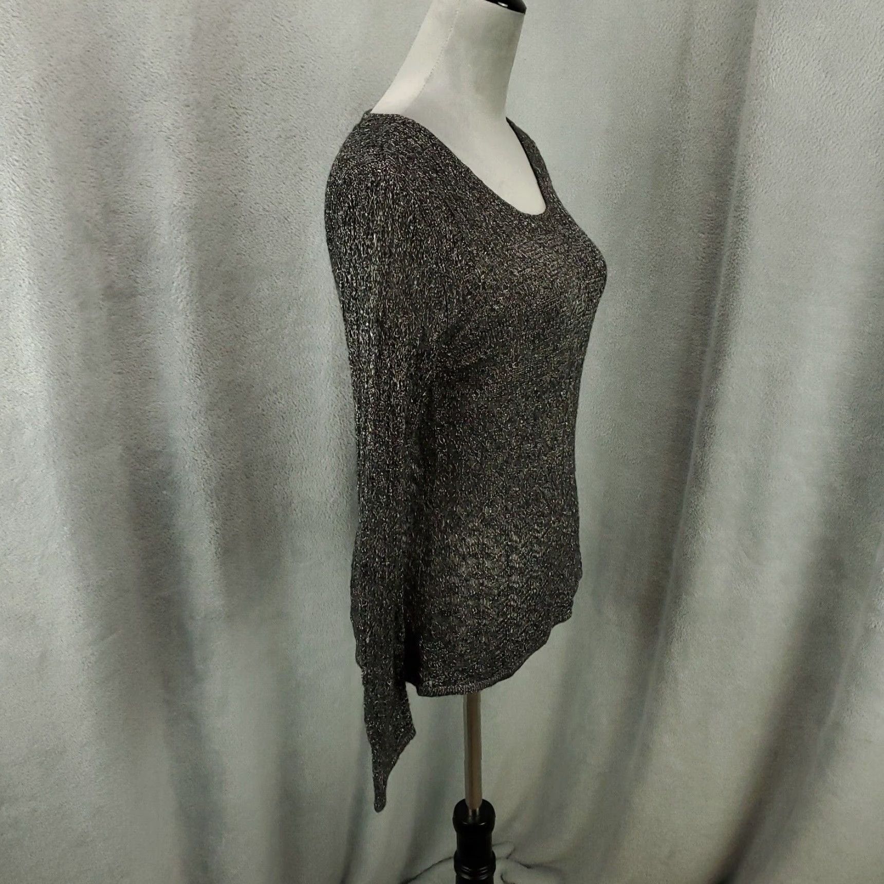 J. Jill J. Jill Wool Blend Open Knit Sweater Medium Gray Lightweight Pullover Knit Breathable Boho Classic Preppy Womens Size M / US 6-8 / IT 42-44 - 2 Thumbnail