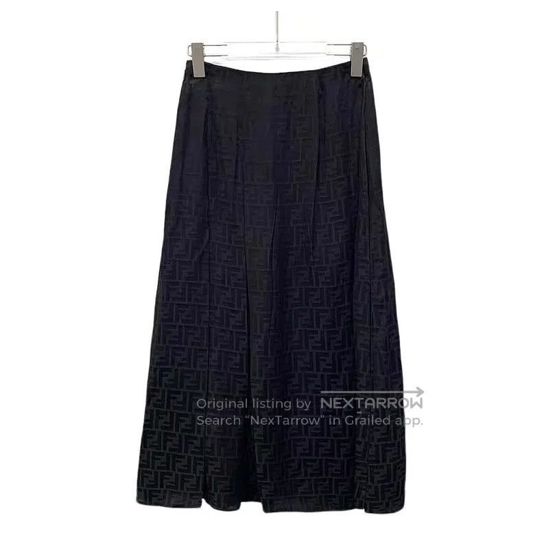Fendi Fendi Black logo letter full-printed mulberry silk casual Size 26" / US 2 / IT 38 - 2 Thumbnail