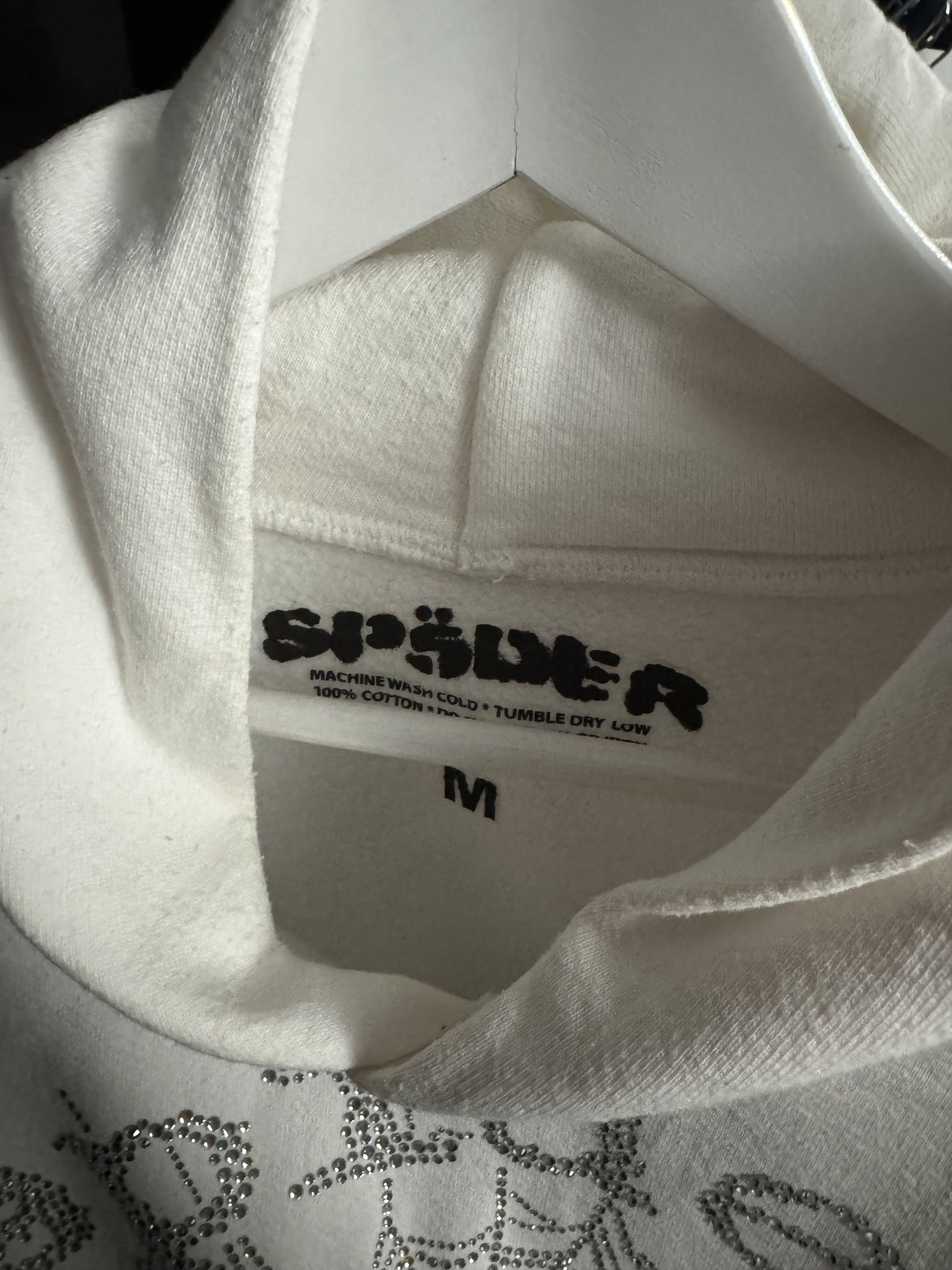 Sp5der Sp5der OG Rhinestone Logo Hoodie White Size US M / EU 48-50 / 2 - 2 Thumbnail