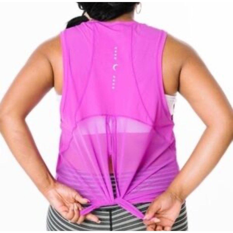 Other Women's Purple Open-Back Tie Workout Tank Top Sheer Mesh Pan Size L / US 10 / IT 46 - 1 Thumbnail