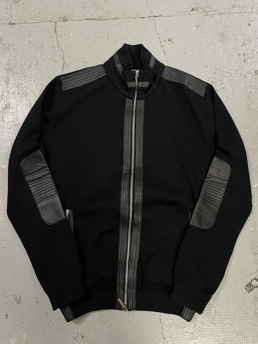 Versace 2000s Versace Black Wool & Leather Hybrid Jacket Size US M / EU 48-50 / 2 - 4 Thumbnail