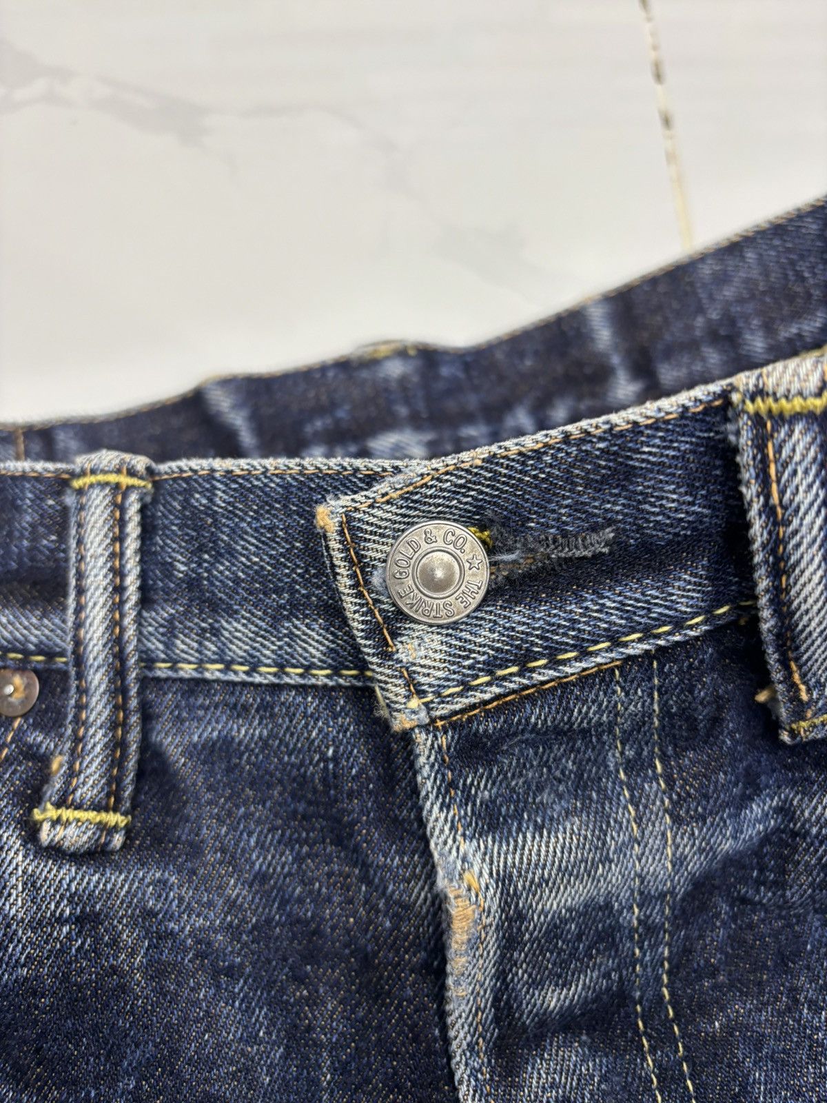 Self Edge × The Strike Gold THE STRIKE GOLD SELVEDGE DISTRESSED DENIM JEANS Size US 30 / EU 46 - 12 Thumbnail