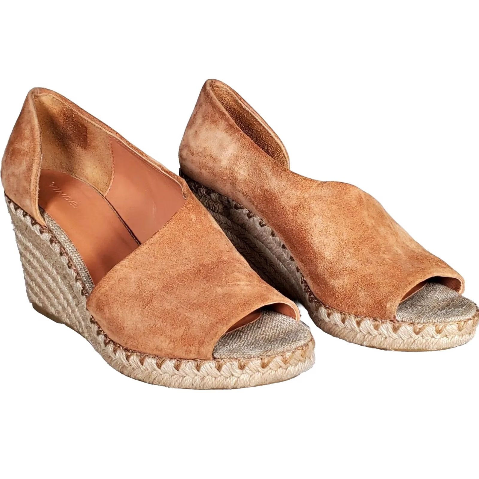 Vince Vince Sonora Peep Toe Espadrille Wedge Sandals Brown Suede Women's US 8.5 M Size US 9 / IT 39 - 2 Thumbnail