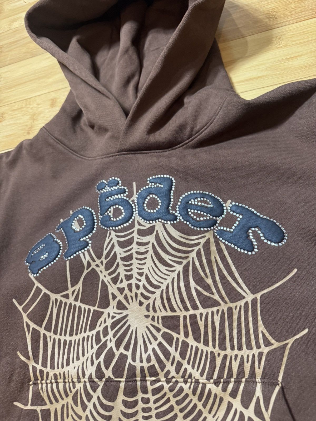 Sp5der SP5DER BROWN RHINESTONE OG WEB HOODIE - SIZE SMALL Size US S / EU 44-46 / 1 - 3 Thumbnail