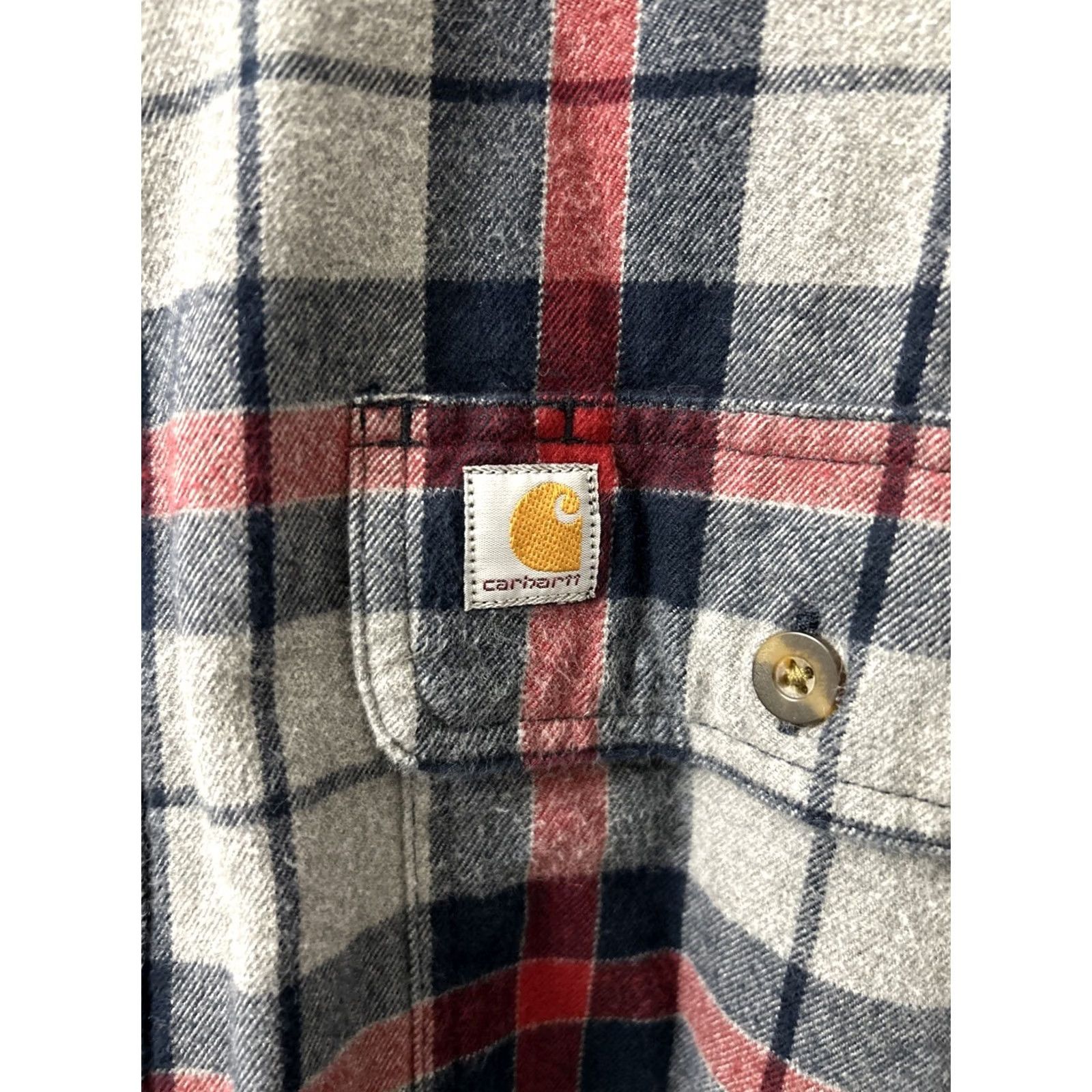 Carhartt Carhartt Hubbard Shirt Mens XL Red Plaid Flannel Button-Down L/S 8 Oz Heavyweight Cotton Pockets Workwear Sl tie? Size US XL / EU 56 / 4 - 5 Thumbnail