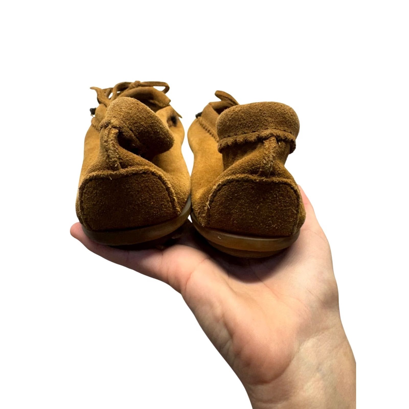 Minnetonka VINTAGE Minnetonka Brown Suede Moccasins Beaded Thunderbird Design Womens 7 Slip On Flat All Season XS? Size US 7 / IT 37 - 2 Thumbnail
