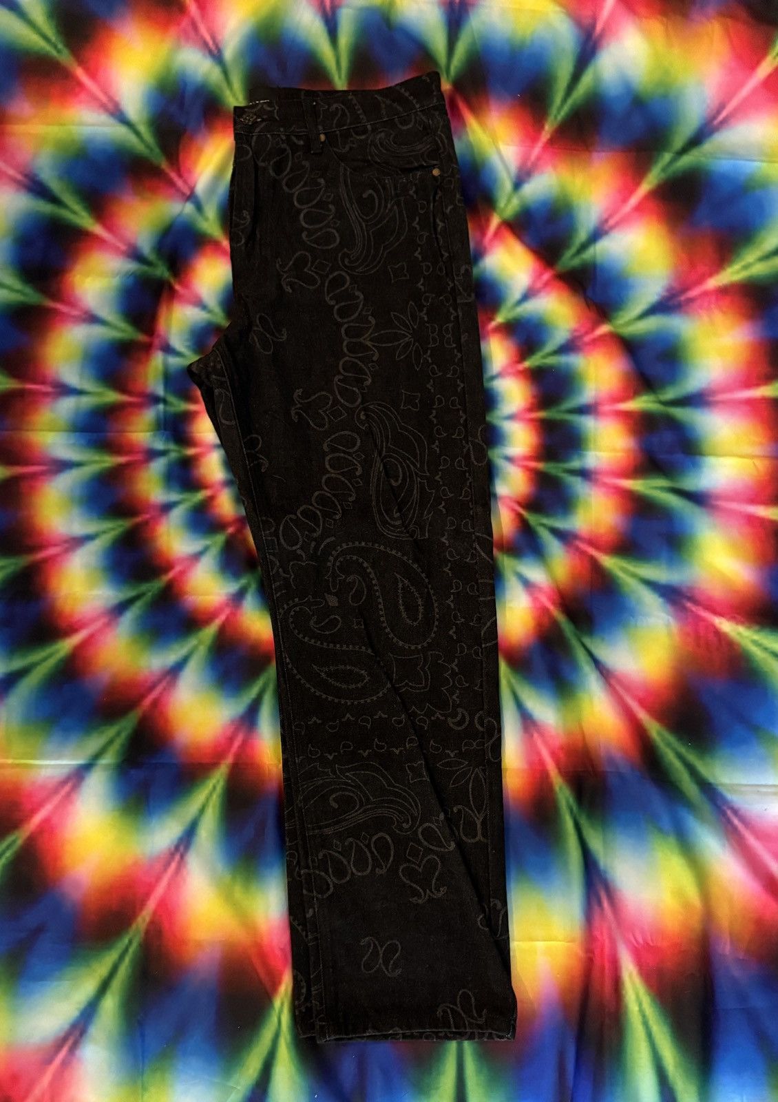 Menace Menace All Over Print Paisley Denim Jean Black Size US 36 / EU 52 - 2 Thumbnail