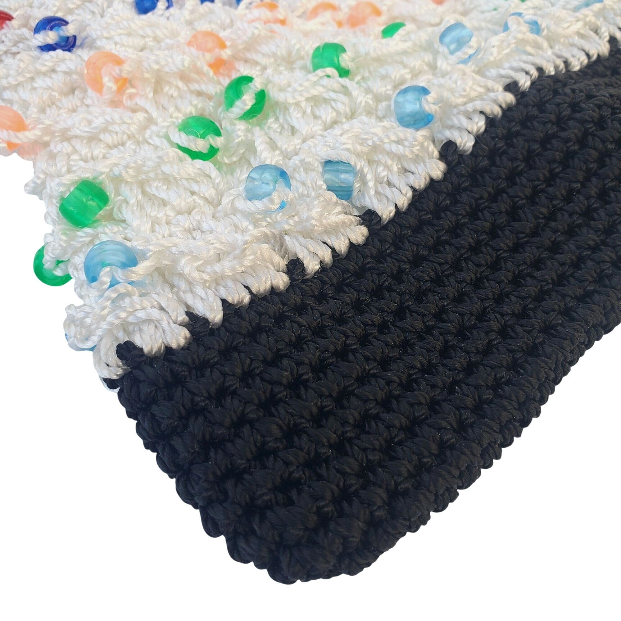 Handmade Crocheted Beaded Crossbody Purse Soda Can Beer Tab Strap Bla Size ONE SIZE - 6 Thumbnail