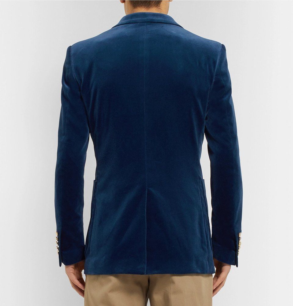 Gucci oc11z1025 Slim-Fit Cotton-Blend Velvet Blazer in Blue Size US L / EU 52-54 / 3 - 4 Thumbnail