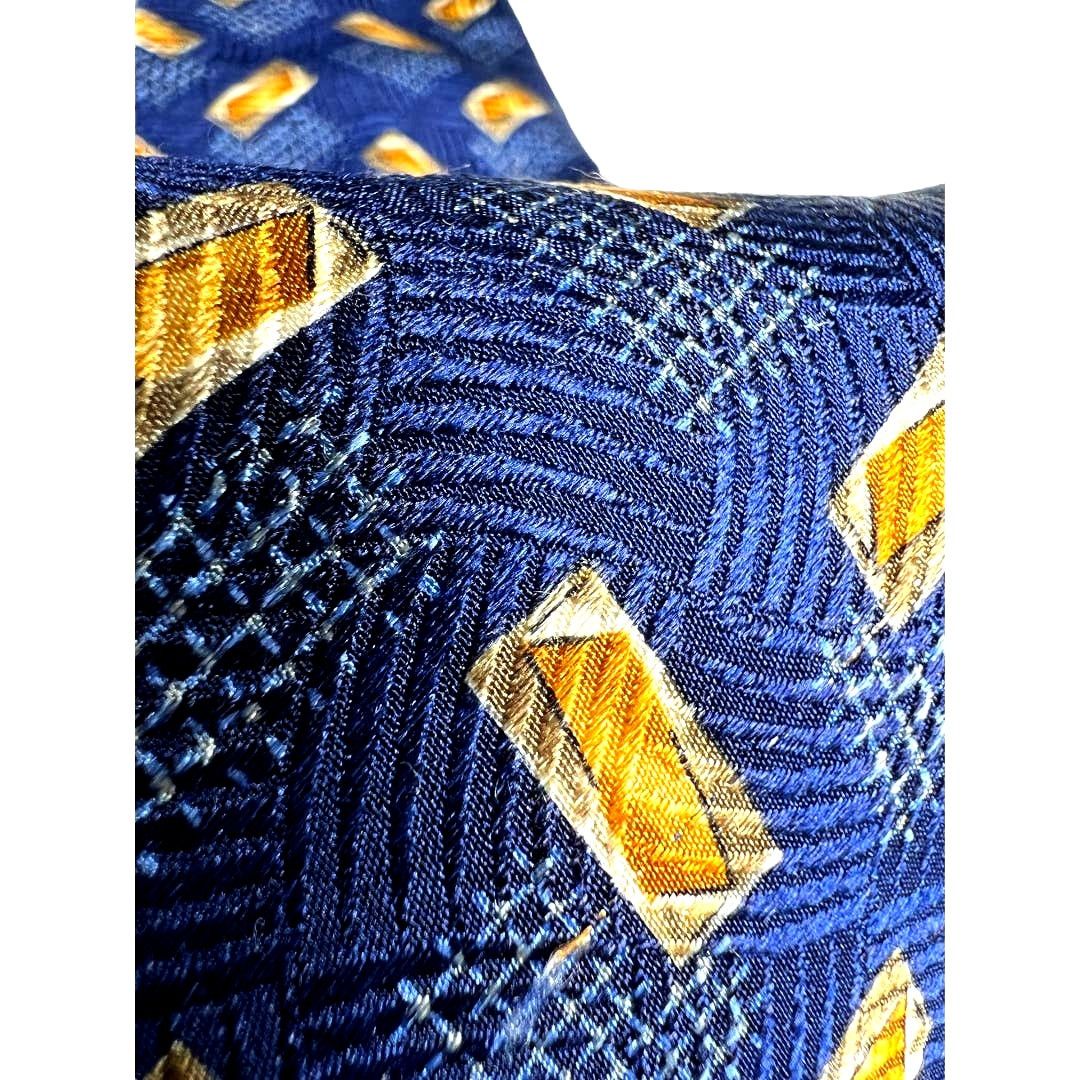 Robert Talbott Robert Talbott Necktie Blue Gold Finest Silk Geometric Tie Size ONE SIZE - 5 Thumbnail