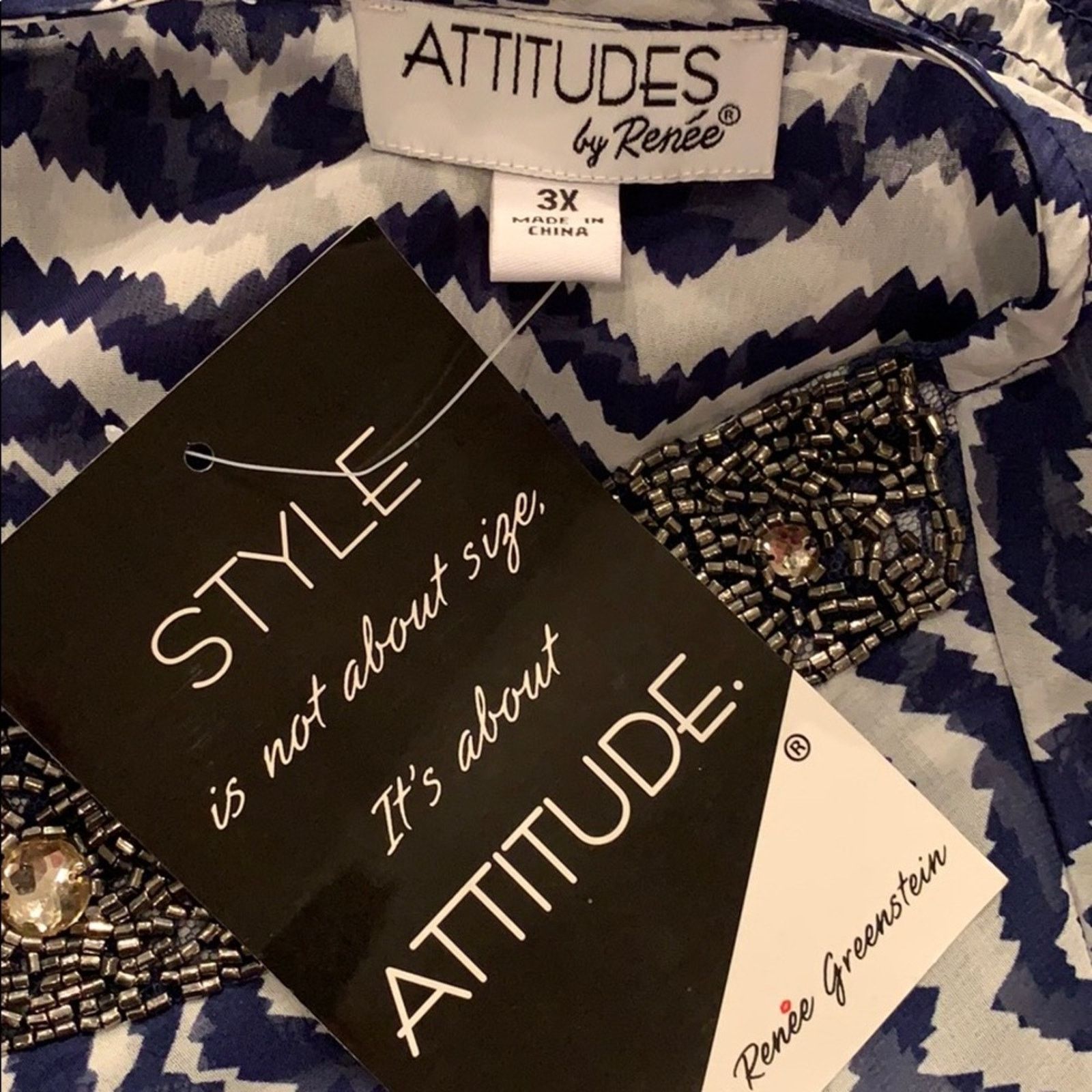 Attitudes by Renee New Attitudes by Renee 3X Sheer Flowy Polyester Top Blouse Size 3XL / US 20-22 - 4 Thumbnail