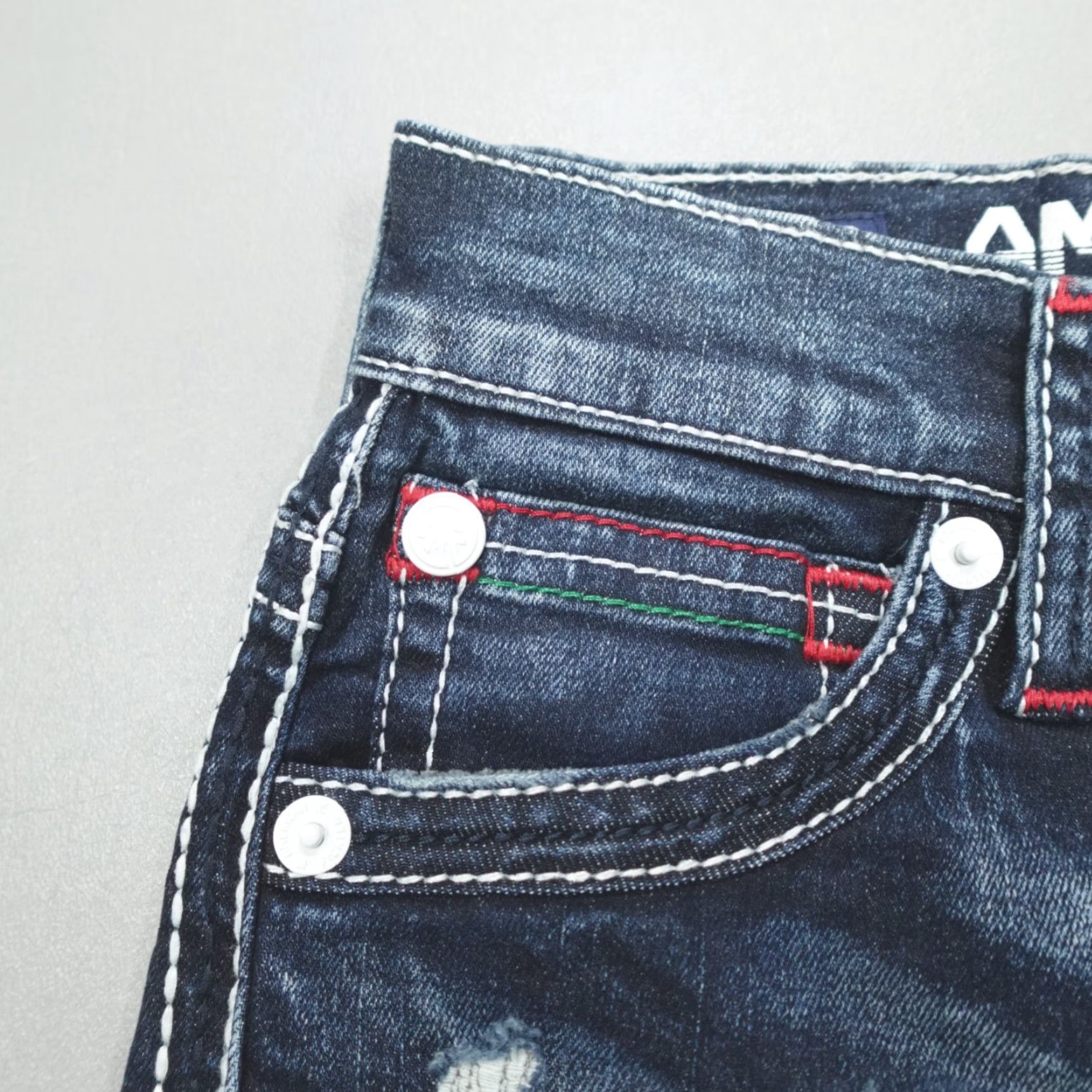 Vintage VINTAGE American Fighter Jeans Slim Men's 28x32 Distressed Denim 5-Pocket Buckle Eagle Colton 90s Mens Jeans Size US 28 / EU 44 - 3 Thumbnail