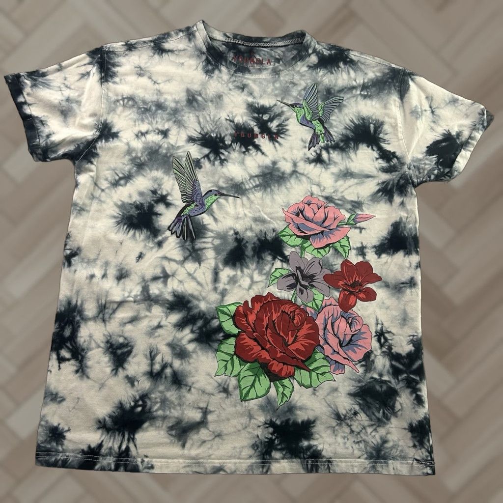 YoungLA Young LA Pigment Dyed Hummingbird Short Sleeve T Shirt Men S Blue White Multicolor 90s Colorful Mens Size US S / EU 44-46 / 1 - 1 Thumbnail