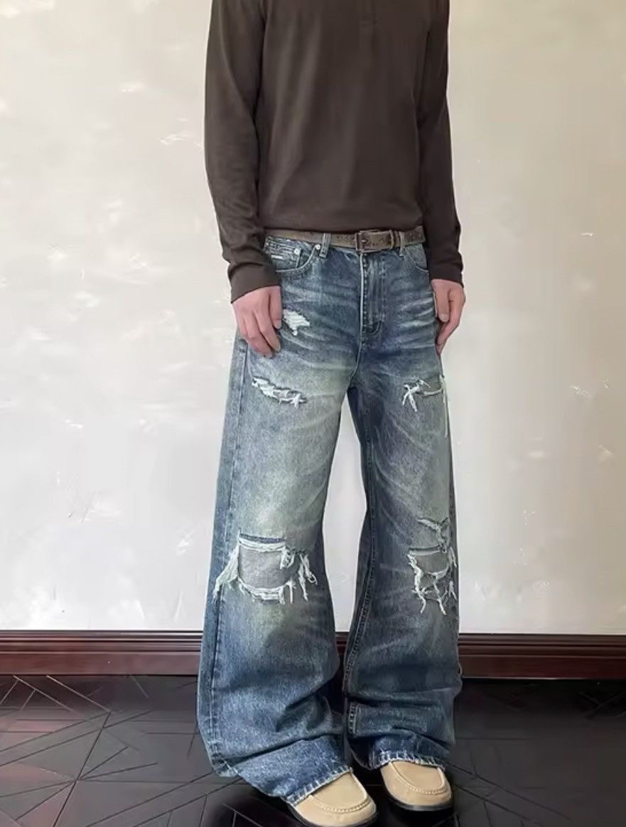 Jean Kamachi x Koike Blue Flare Jeans, Wide Leg Jeans Size US 27 - 1 Thumbnail