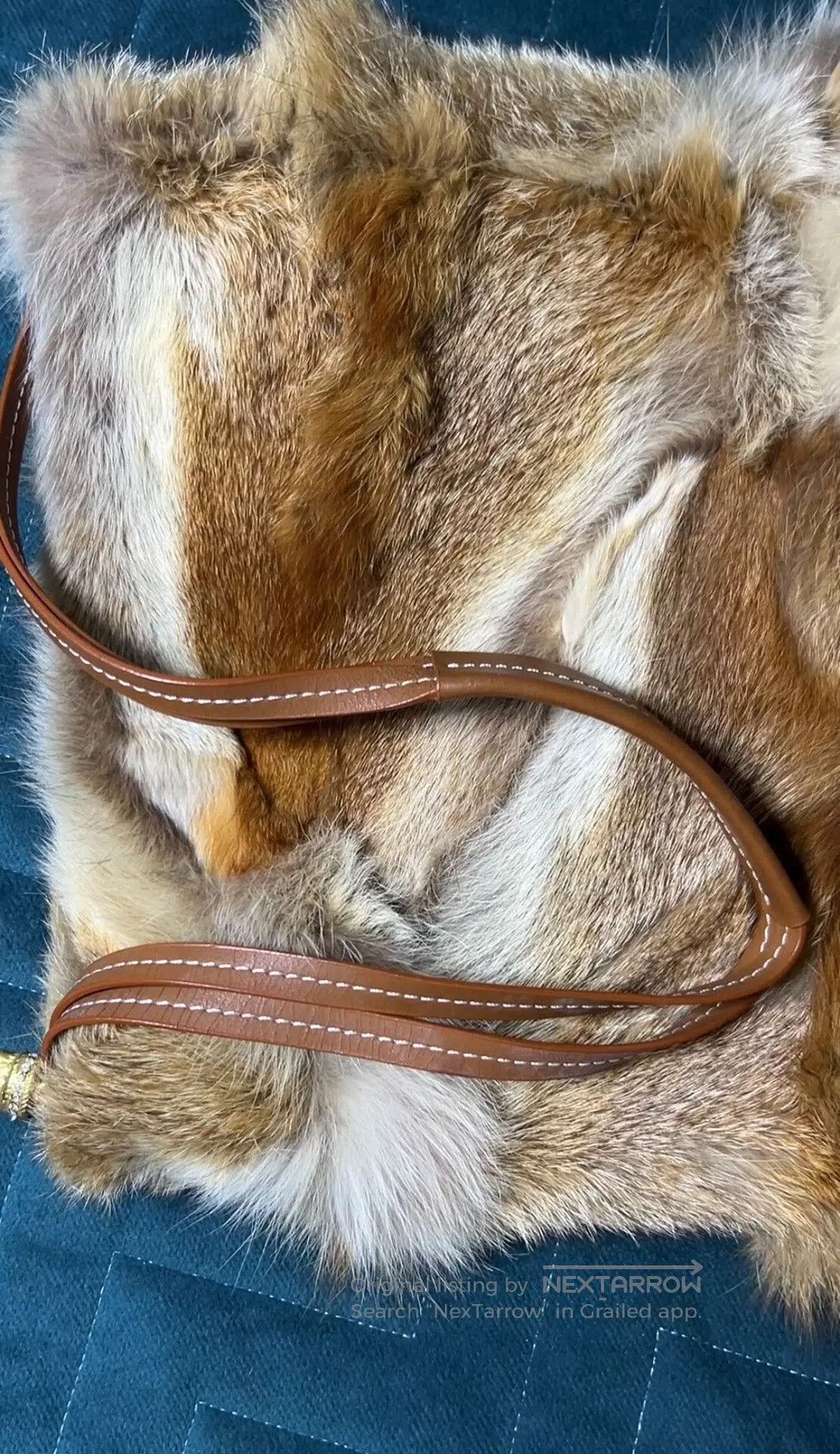 Italian Leather Fur Tote Bag.