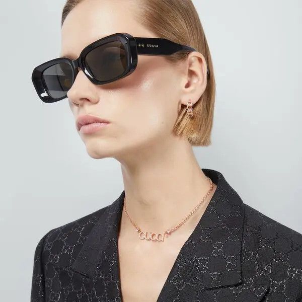 Gucci oc11z0126 Size: OS / Script Crystal Necklace In Gold Size ONE SIZE - 3 Thumbnail