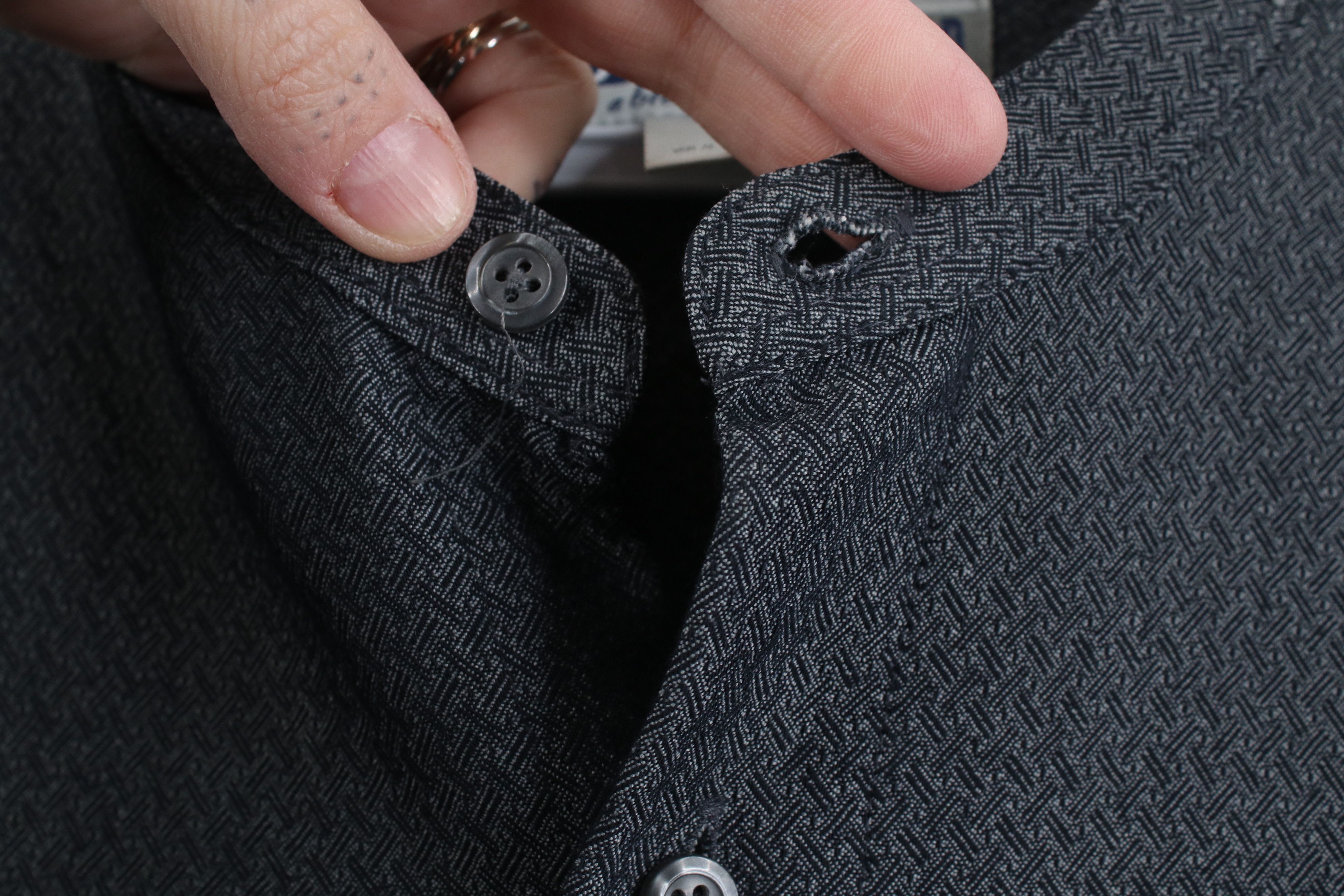Vintage Vintage 90s Streetwear Geometric Band Collar Button Shirt Size US L / EU 52-54 / 3 - 8 Thumbnail