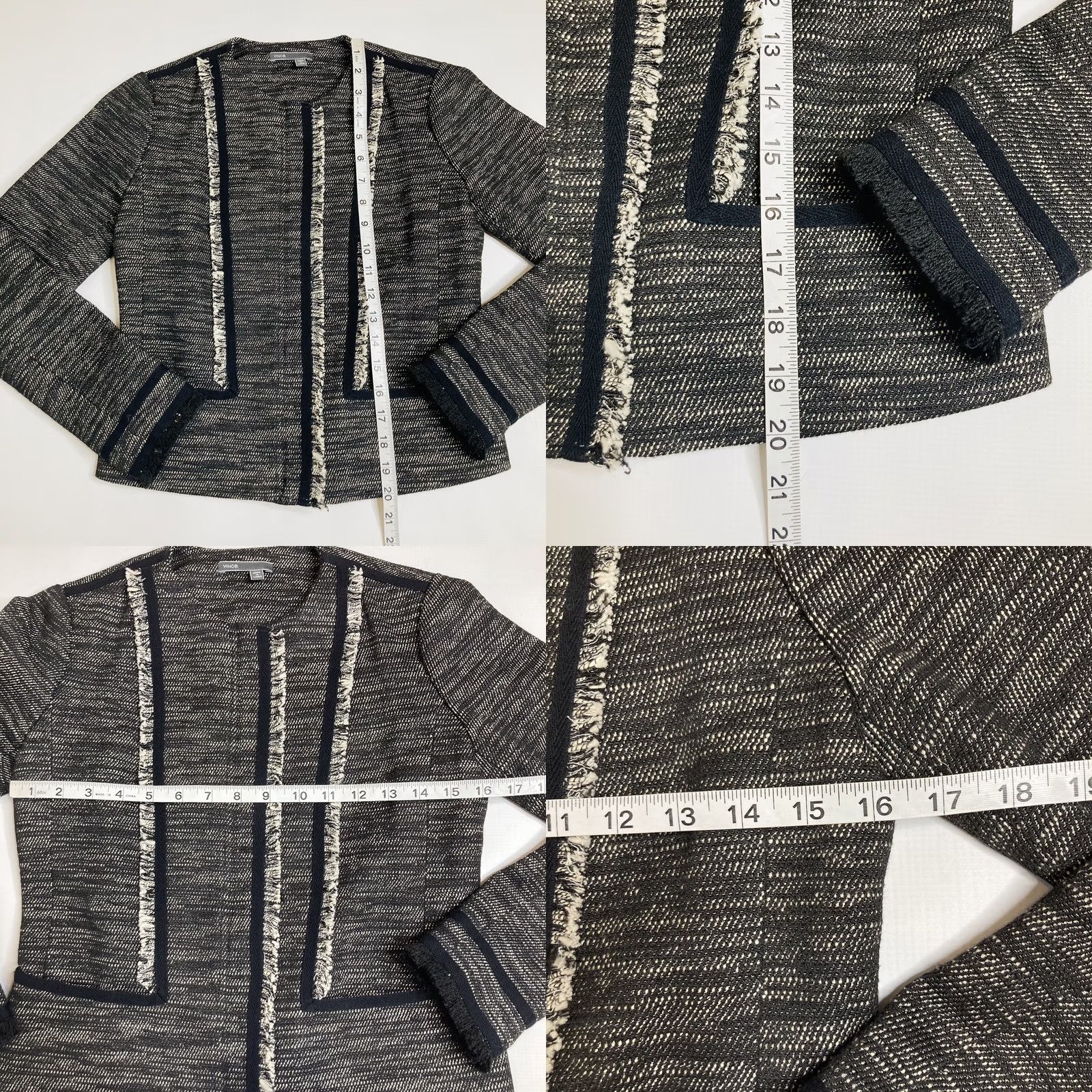 Vince Vince Tweed Zip Jacket Leather & Fringe And Leather Trim Boucle Size 0 Womens Jacket Size XS / US 0-2 / IT 36-38 - 8 Thumbnail