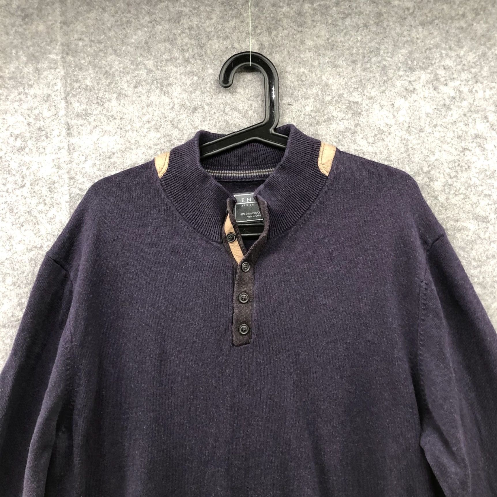 Enro VINTAGE Enro Sweater Mens XL 1/4 Button Mock Neck Cashmere Cotton Purple Eggplant Pullover Knit Classic Core Mens Size US XL / EU 56 / 4 - 3 Thumbnail