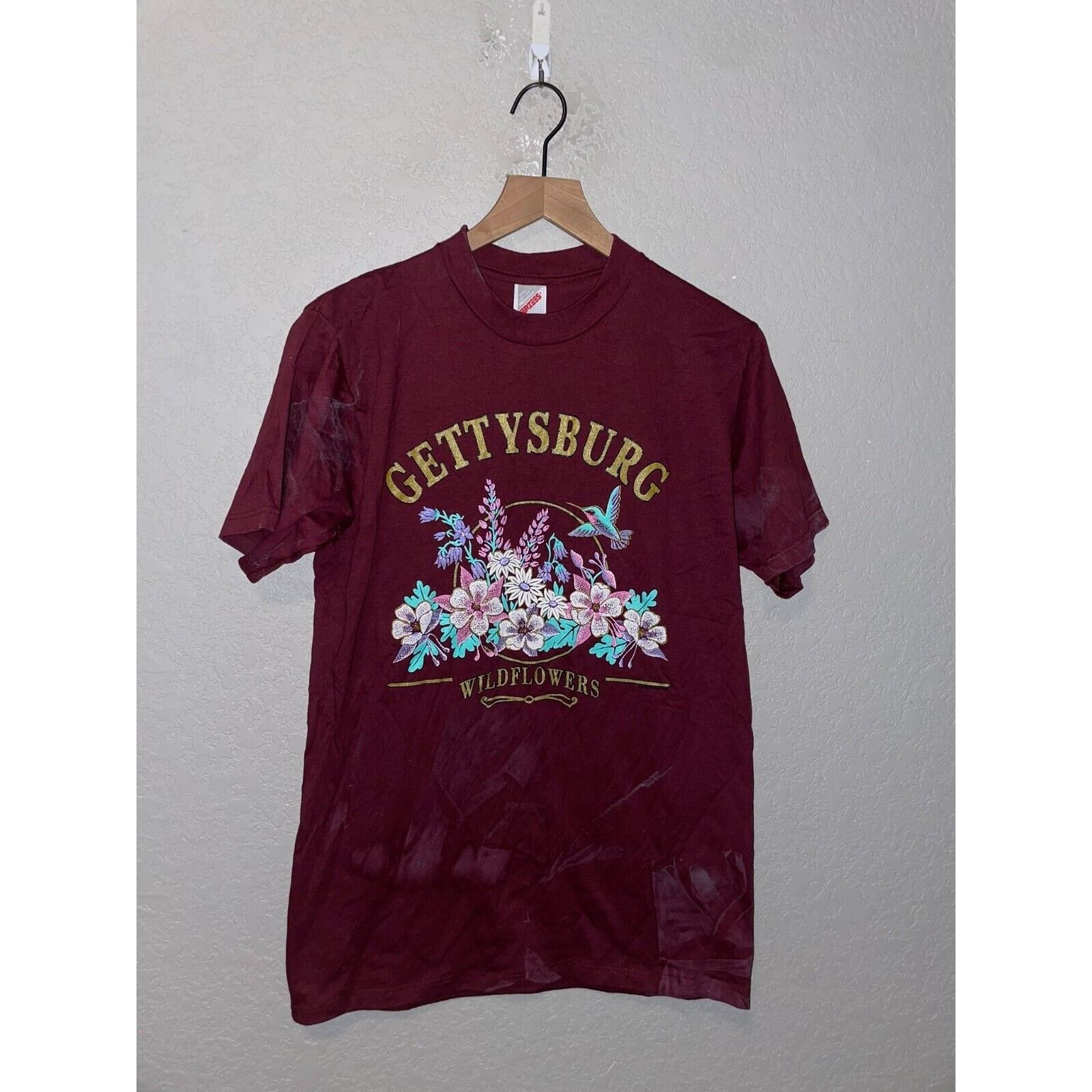 Jerzees Vintage Gettysburg Shirt Wildflowers Flower Red Tee 90s VTG Size US M / EU 48-50 / 2 - 1 Thumbnail