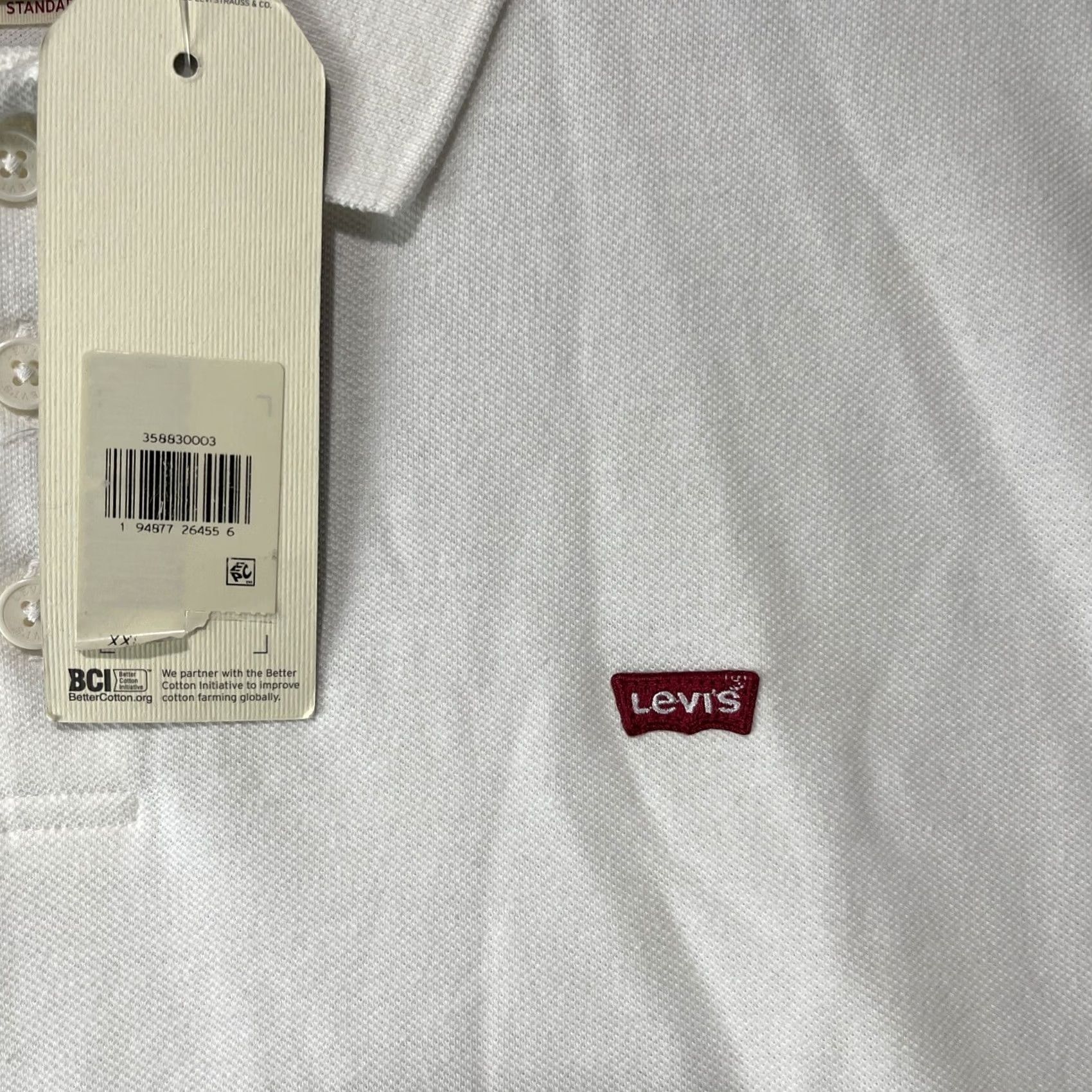 Levi's Levi's Polo Shirt Mens 2XL White Collared Button Up Short Sleeve Logo Knit Shirt Size US XXL / EU 58 / 5 - 4 Thumbnail