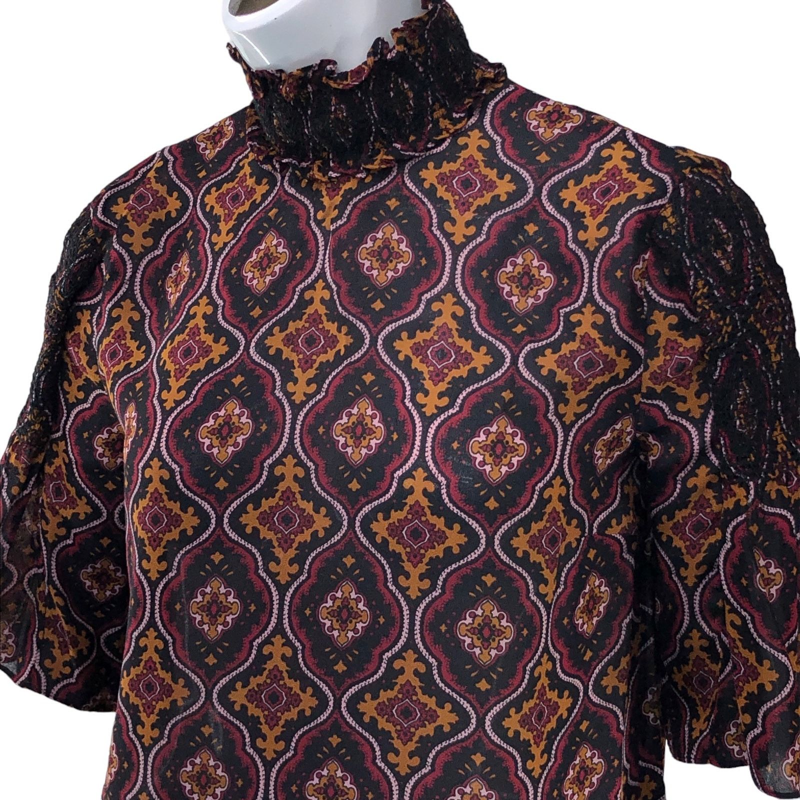 A.L.C. A.L.C. Womens Sz 6 Miranda Top Smocked Collar 100% Silk Size M / US 6-8 / IT 42-44 - 2 Thumbnail