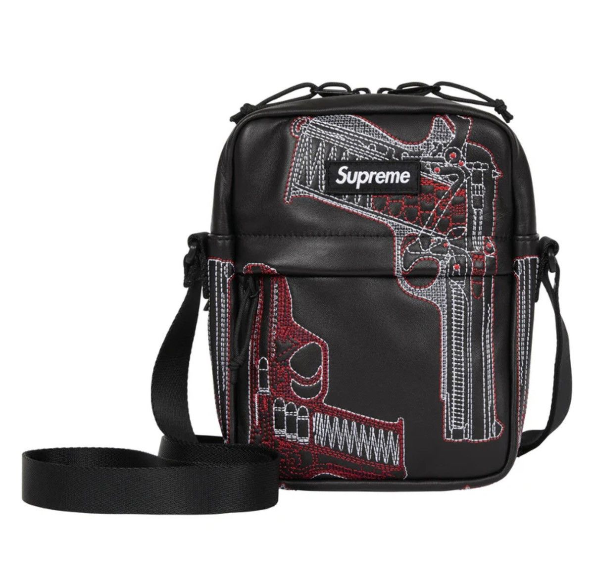 Supreme Supreme Alfredo Martinez Guns Embroidered Leather Backpack