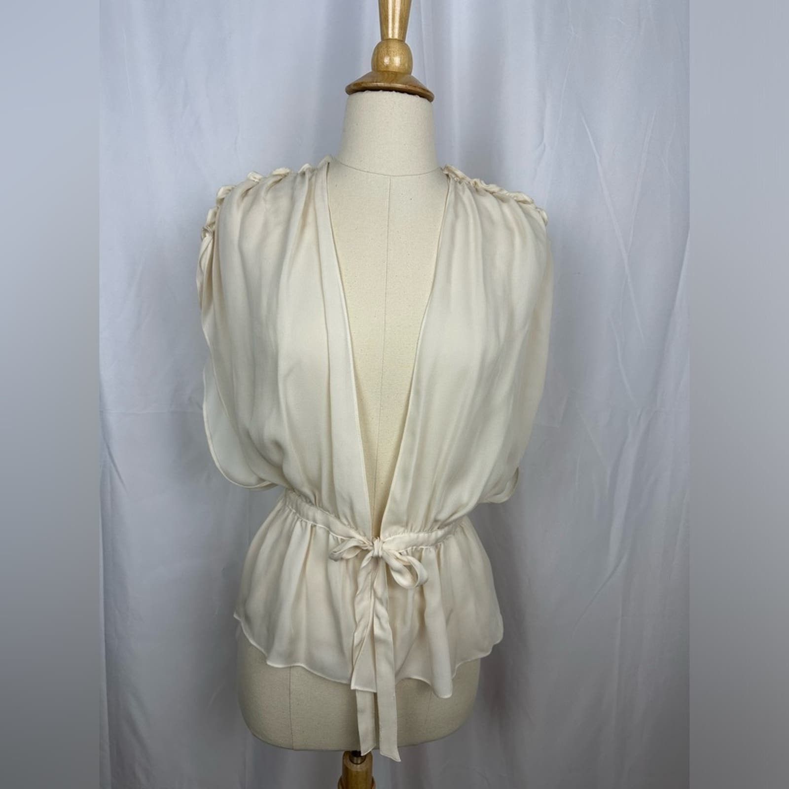 image of NWT 100% Silk Haute Hippie Cream Top, Women's (Size XS)