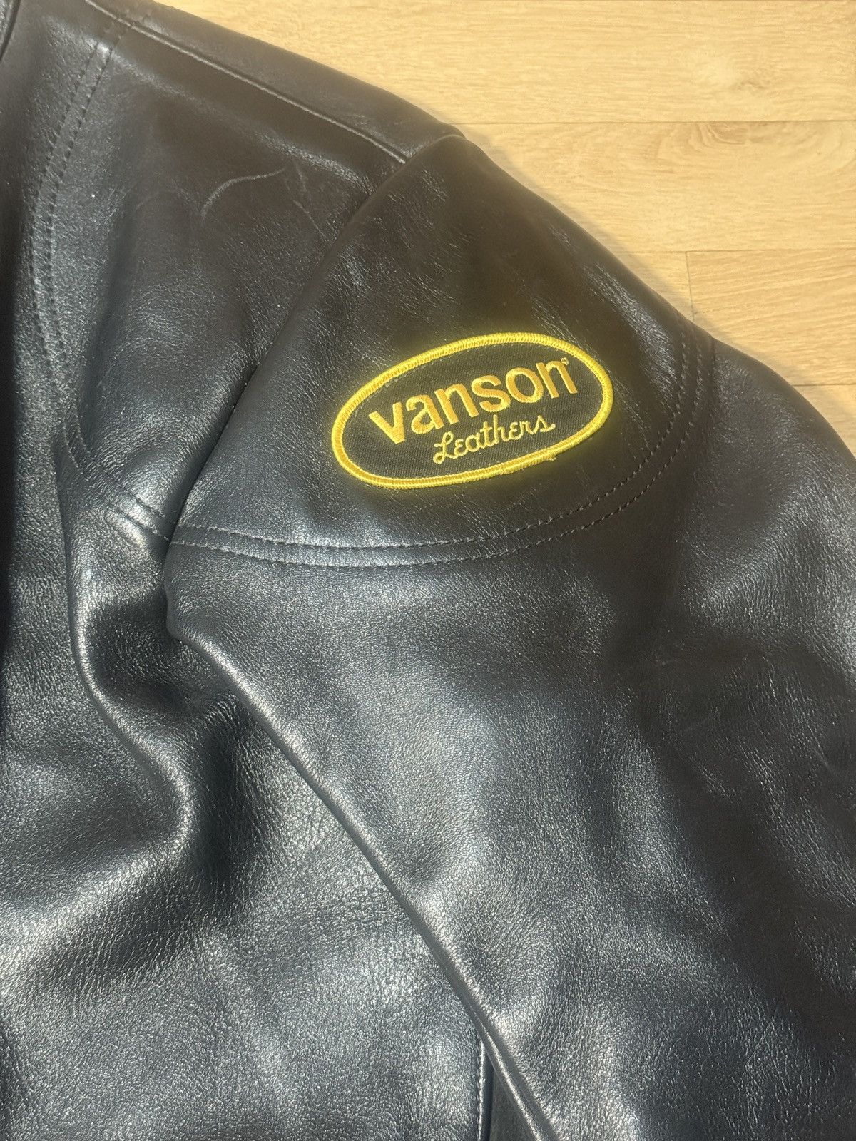 Vanson Leathers × Vintage Vintage Vanson Leather Jacket Yellow Embroidery Sz 44 Size US S / EU 44-46 / 1 - 4 Thumbnail